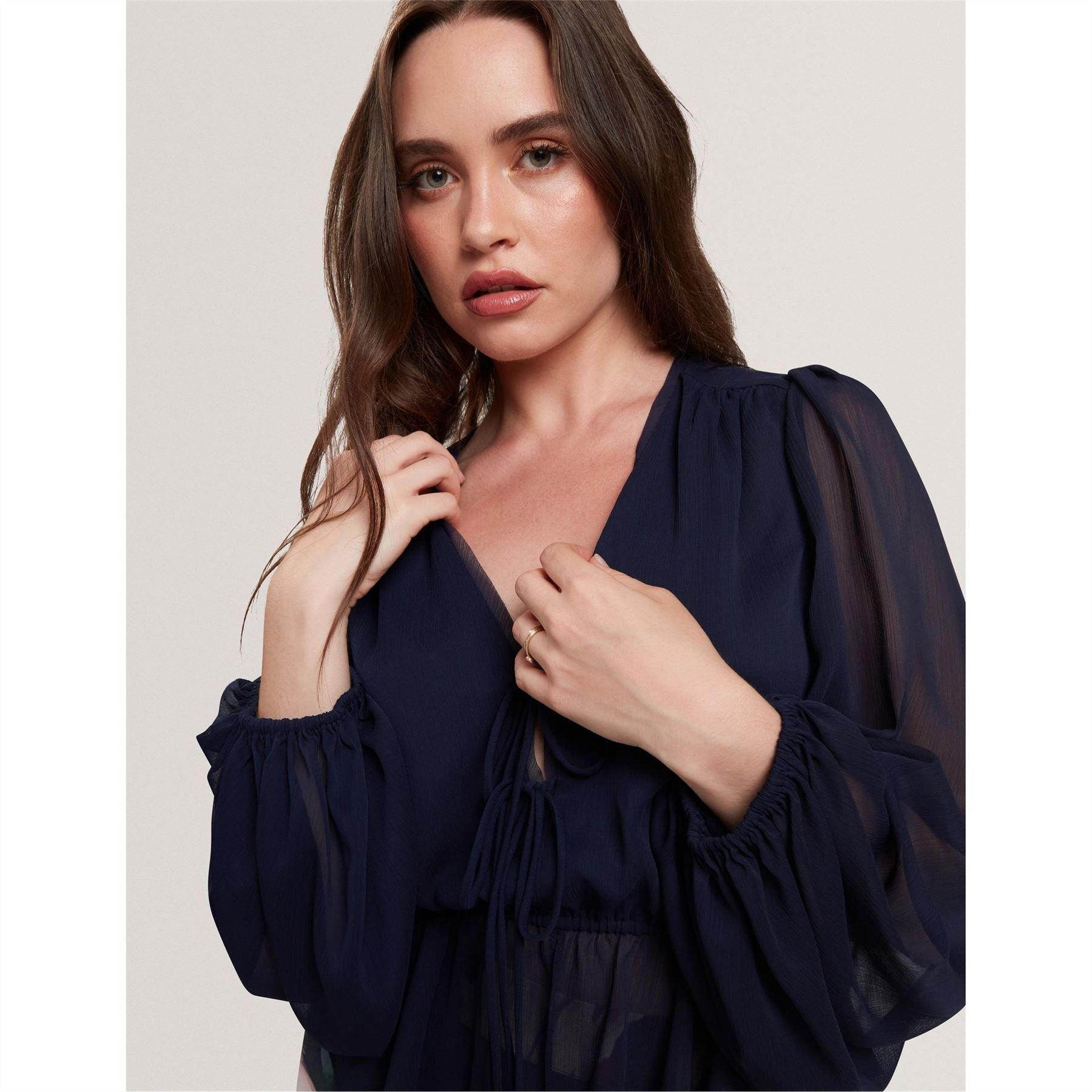 Ted Baker V-Neck Bishop Sleeve Long Sleeve Blouse
