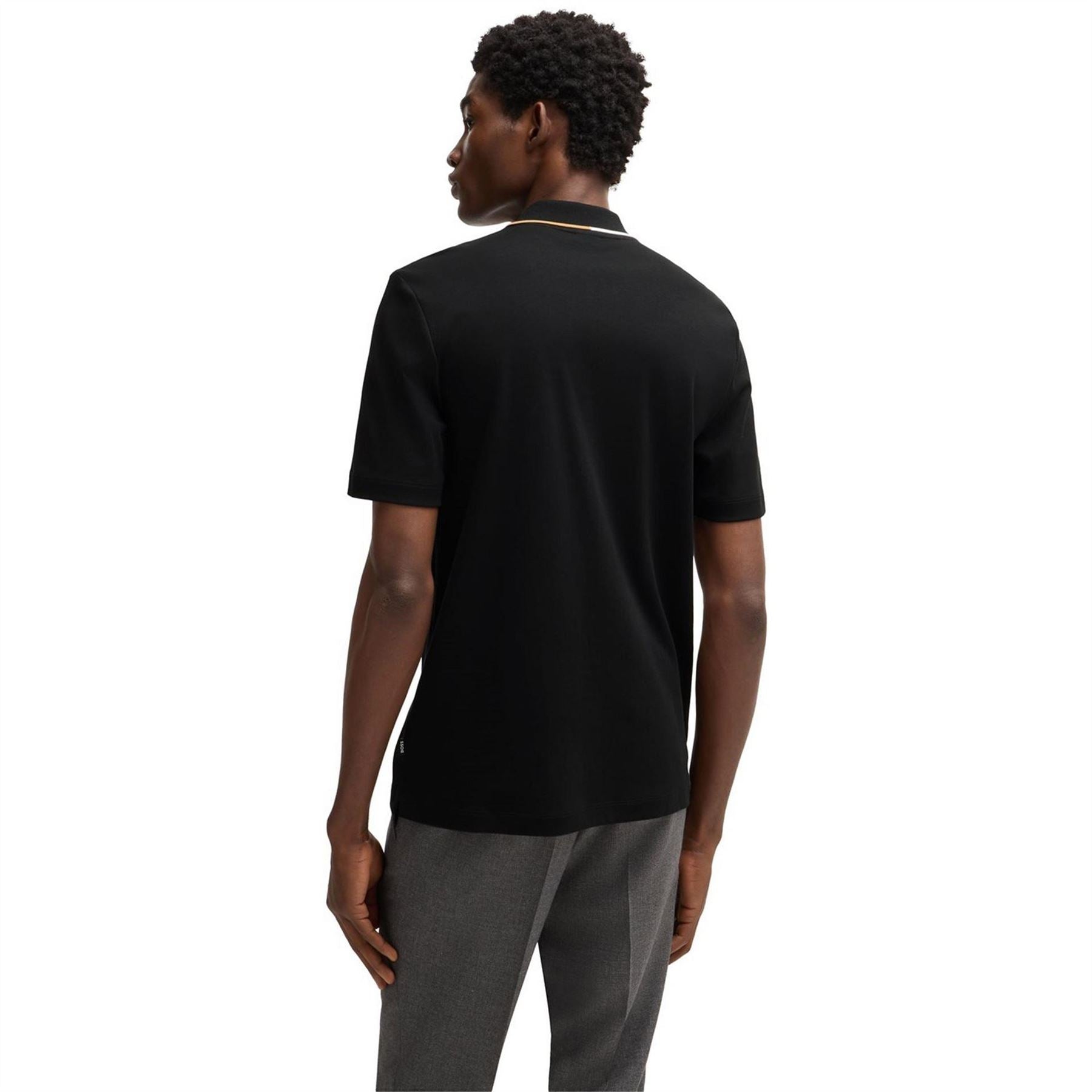 Boss Paras Quarter Zip Cotton Short Sleeve Polo Shirt