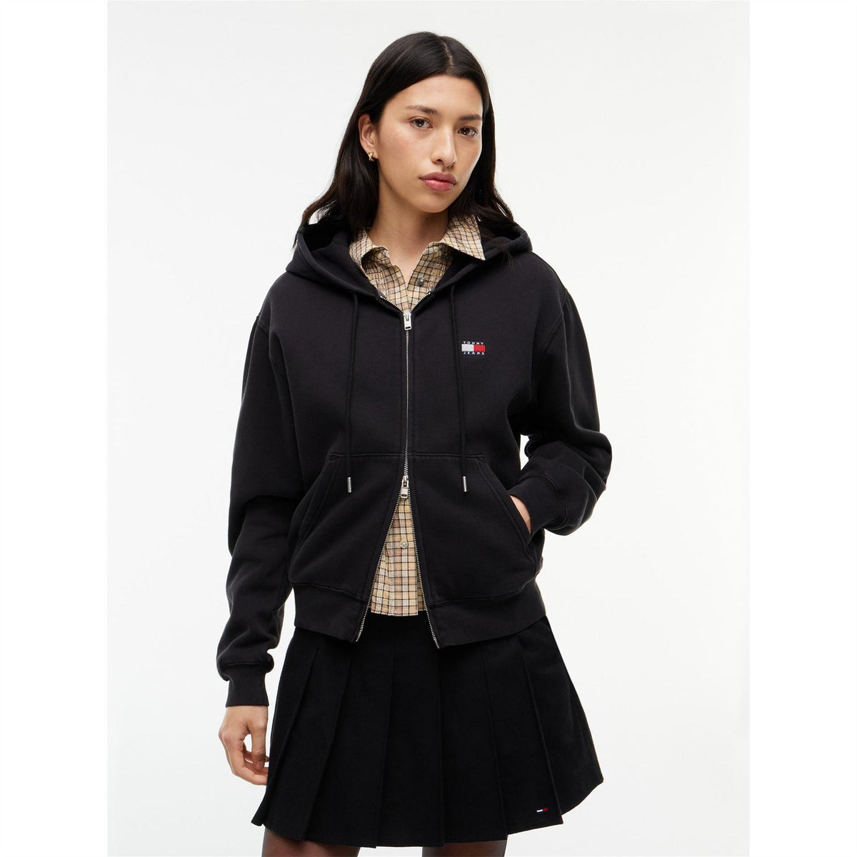 Tommy Jeans Badge Cotton Full Zip Fleece Top