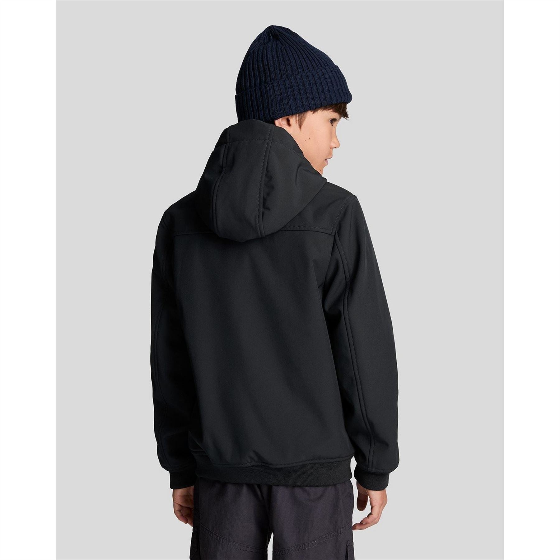 Lyle and Scott Solid Patterned Hooded Neck Ribbed Cuff Softshell Jacket