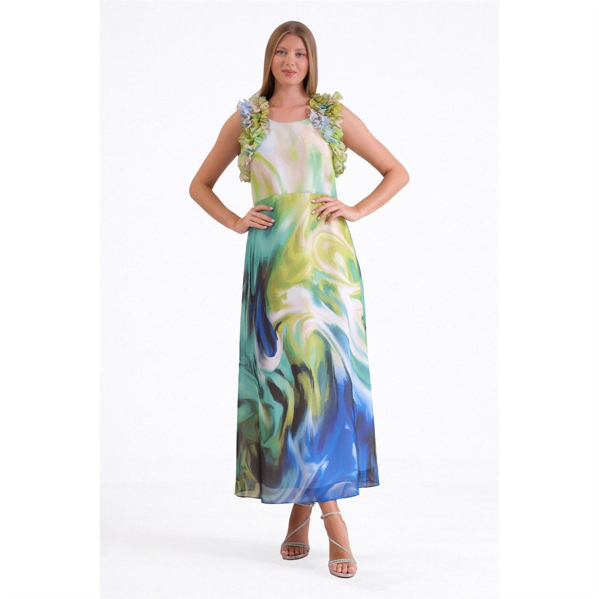 Ella Boo Abstract print Frill Dress