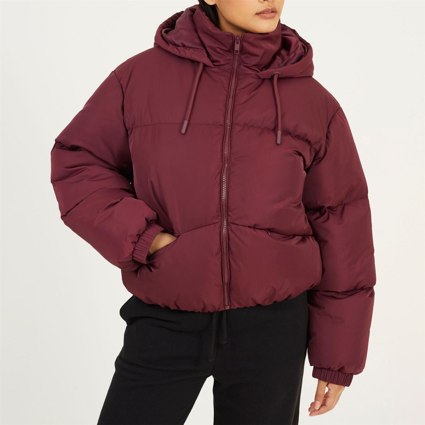 Brave Soul Womens Oversized Hooded Puffer Jacket With Pockets