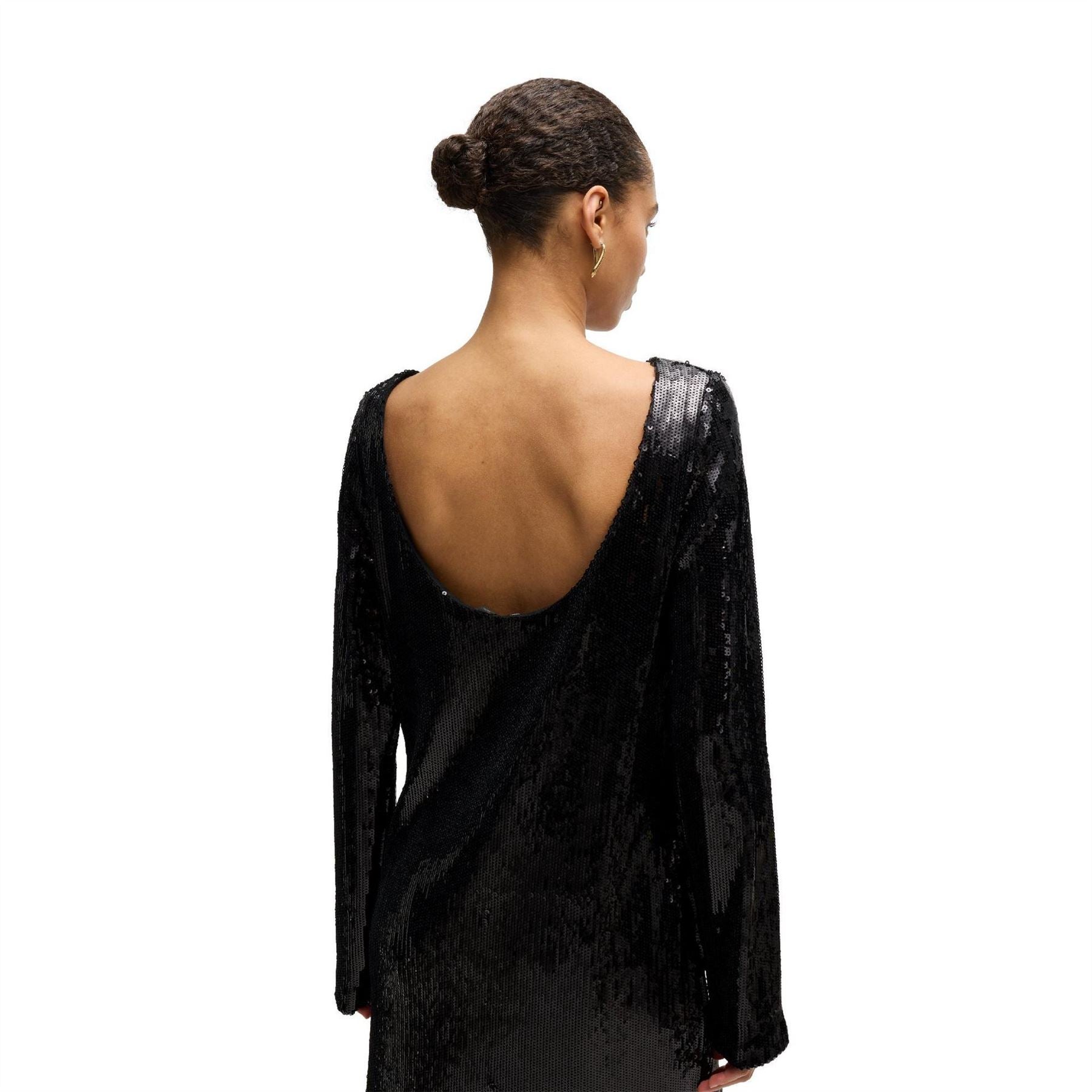 Boss Emaxa Boat Neck Long Sleeve Knee Length Dress