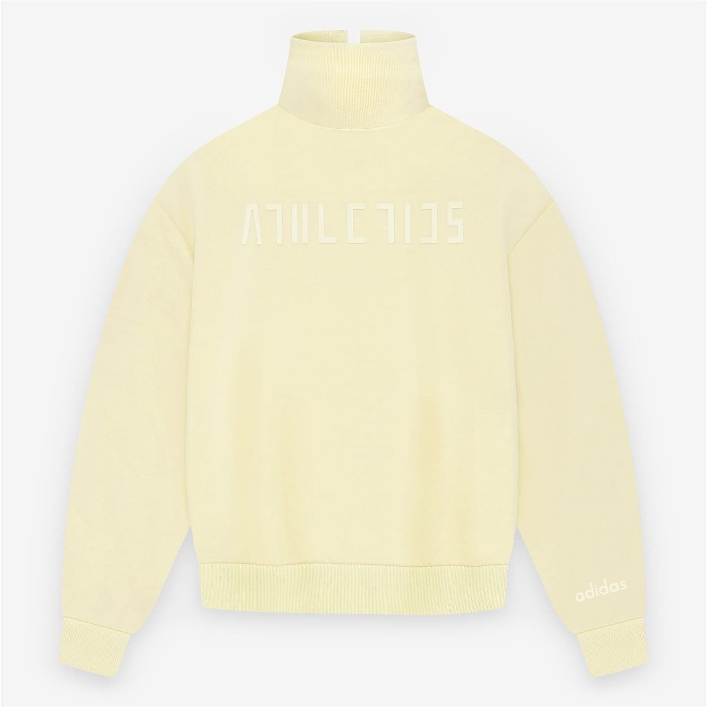 adidas Relaxed Fit Embroidered Lettering Funnel Neck Long Sleeve Athletic Top