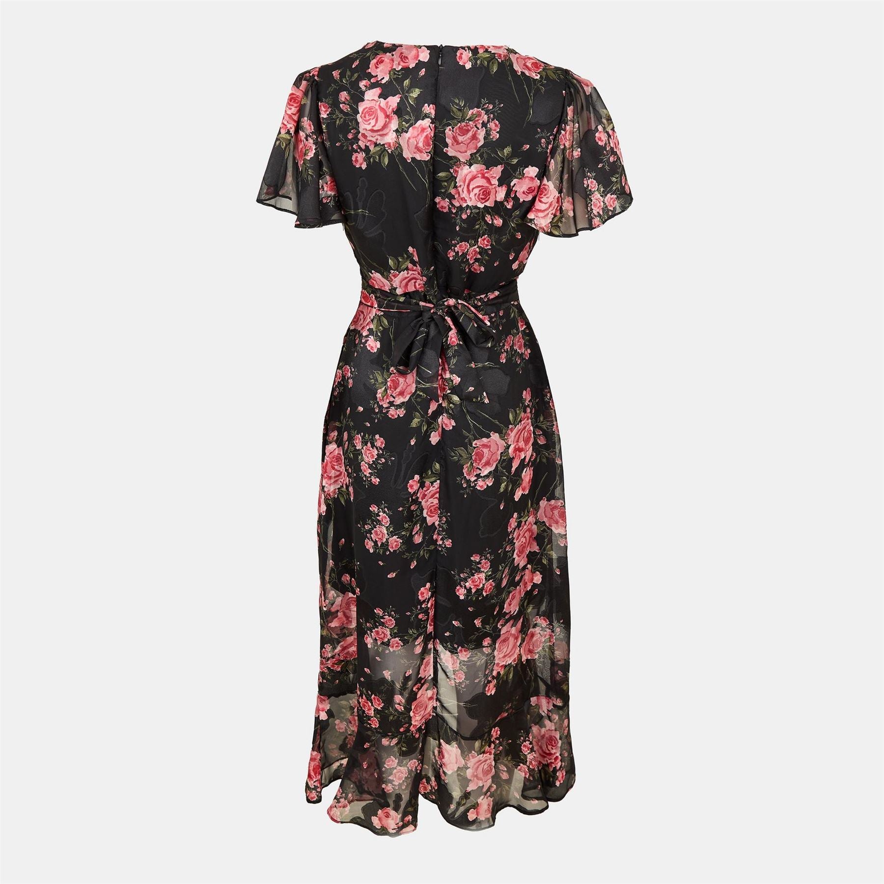 Mela London Rose Print Midi Wrap Dress