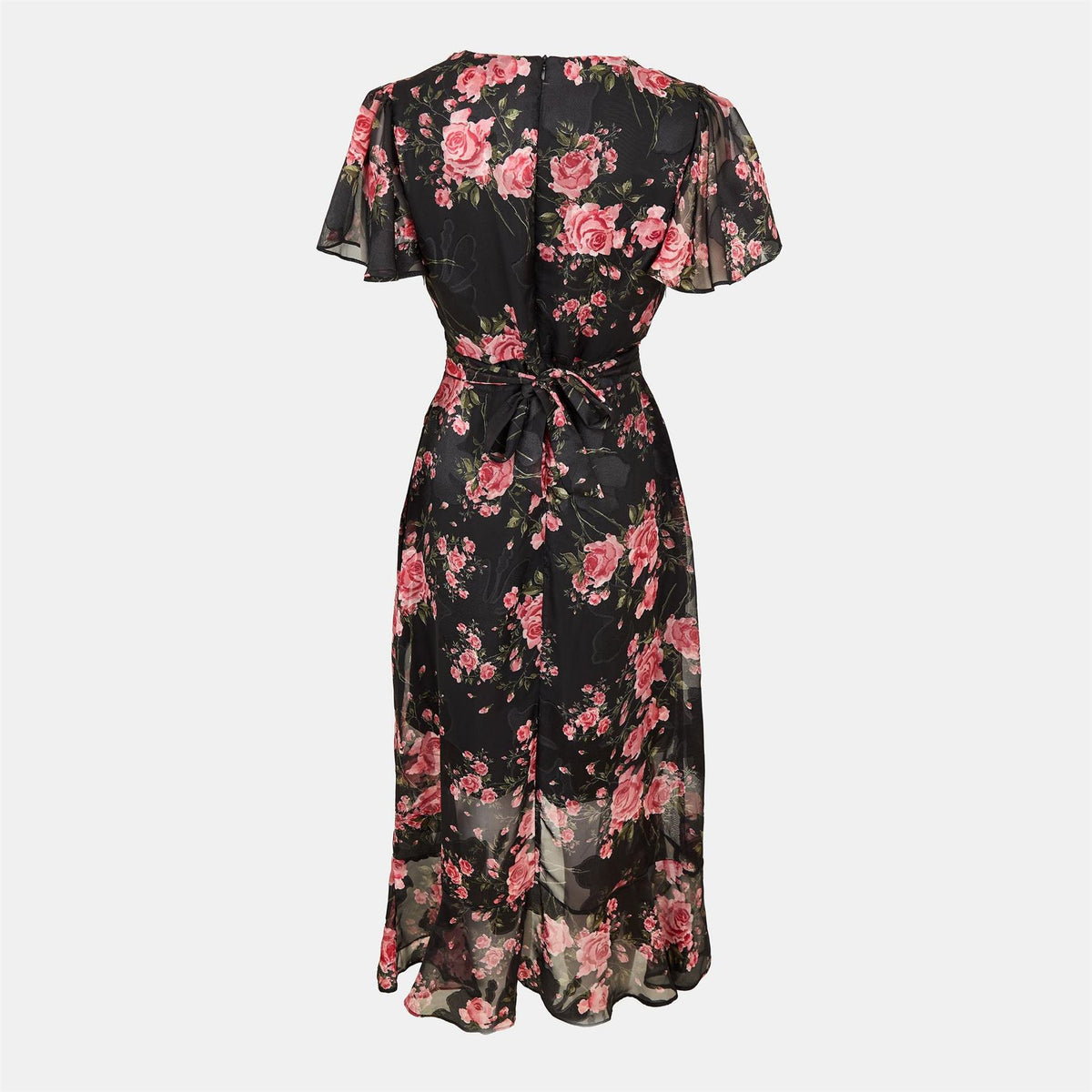 Mela London Rose Print Midi Wrap Dress