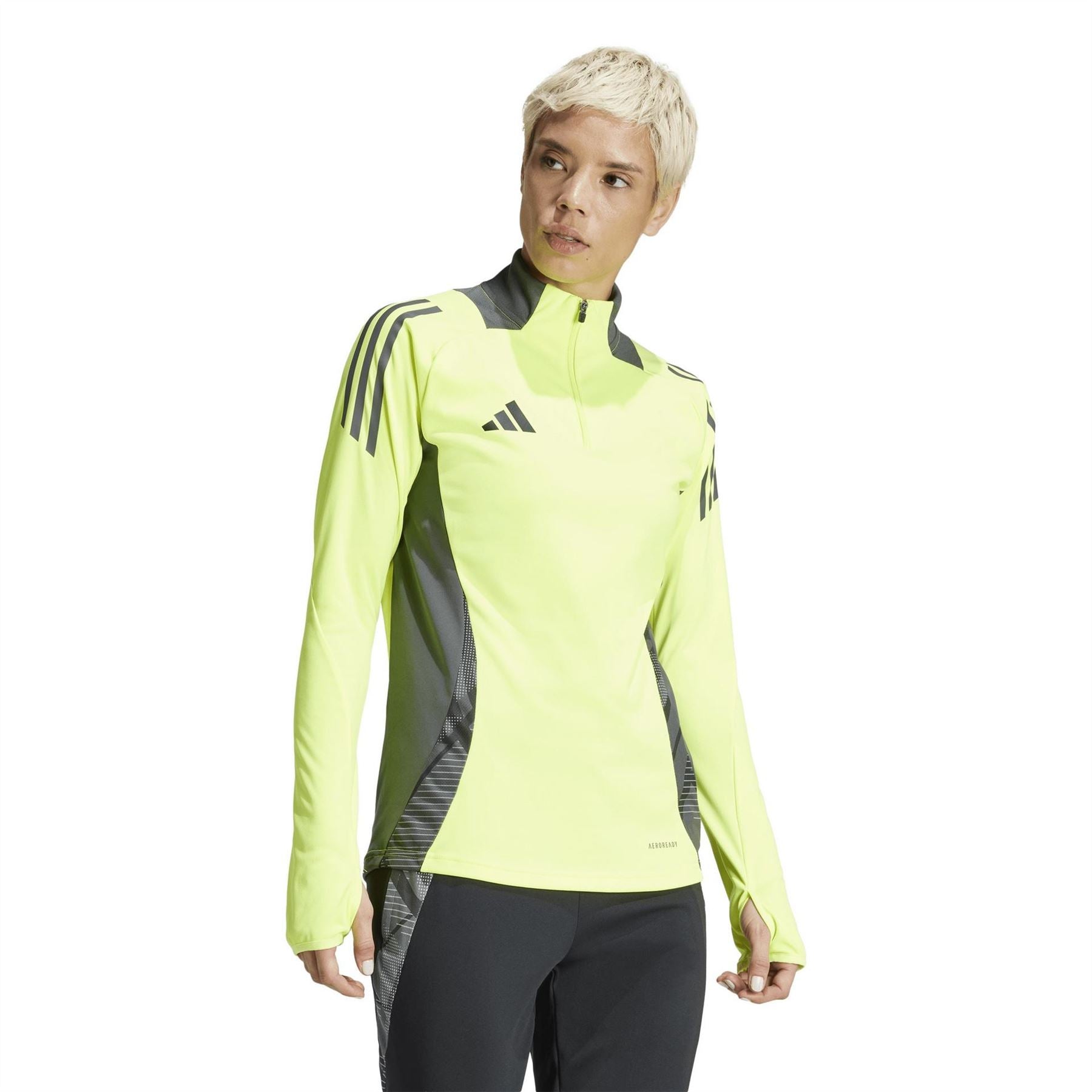 adidas Three Bar Logo Funnel Neck Raglan Sleeve Athletic Top