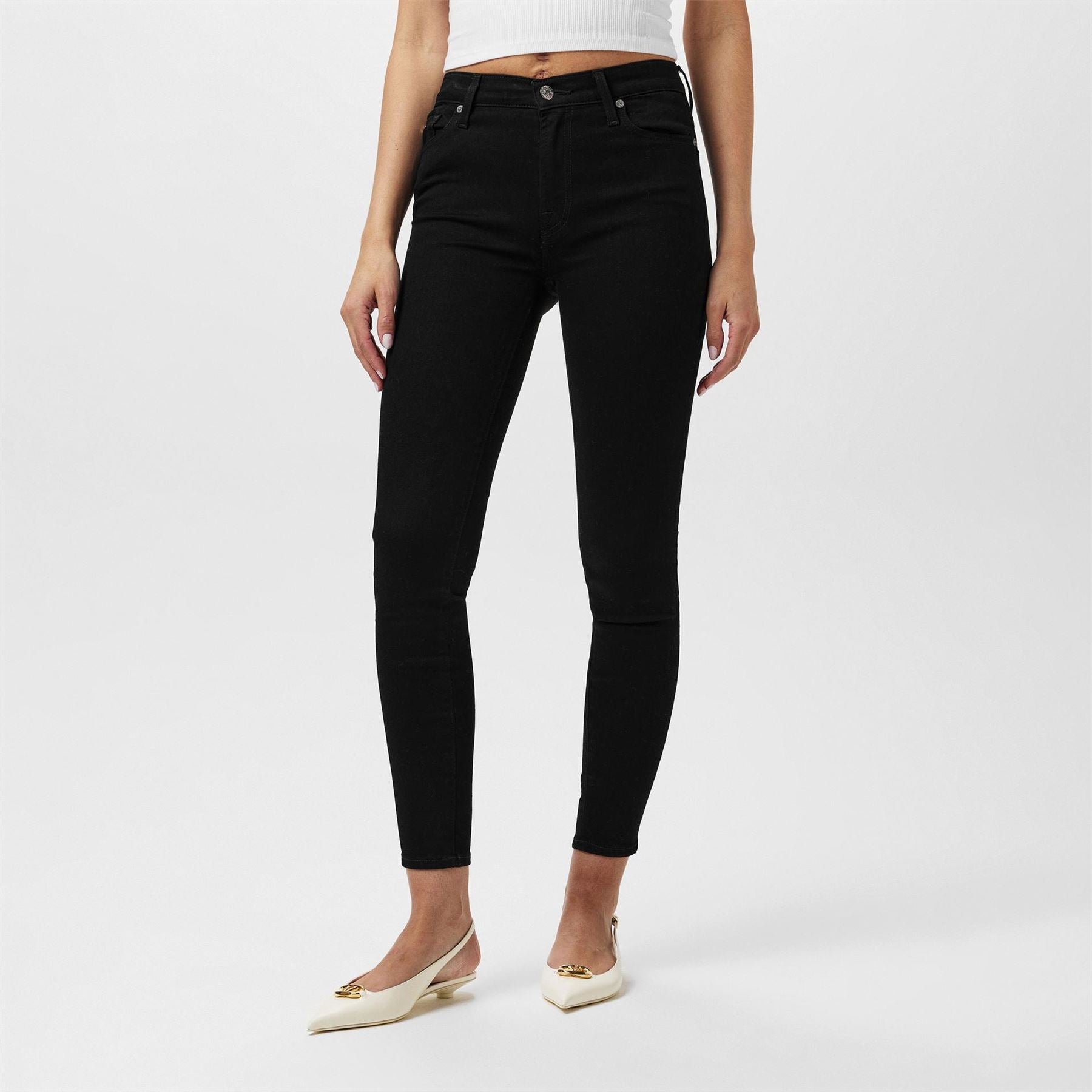 7 For All Mankind High Waisted Cropped Skinny Jeans