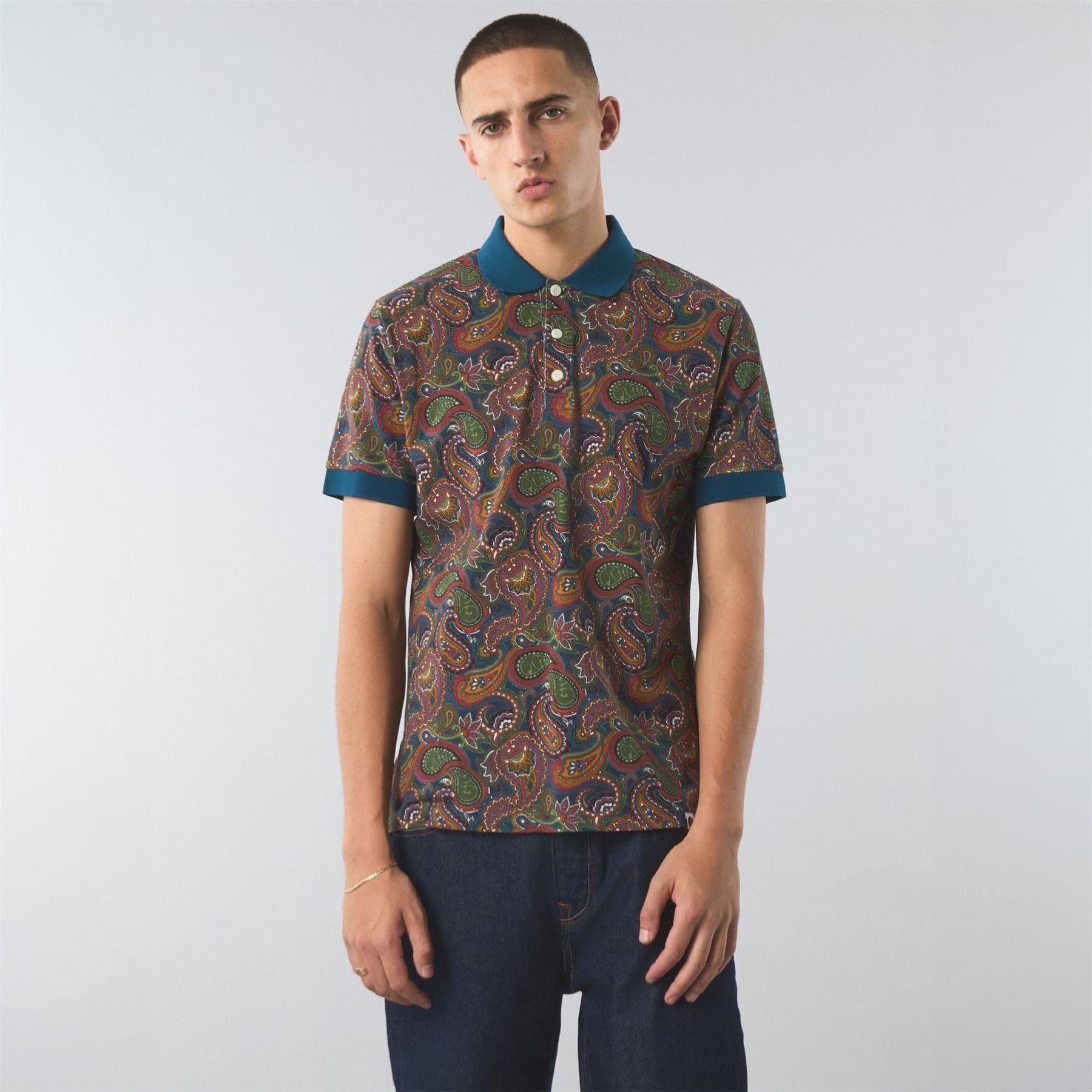 Pretty Green Paisley Short Sleeve Polo Shirt