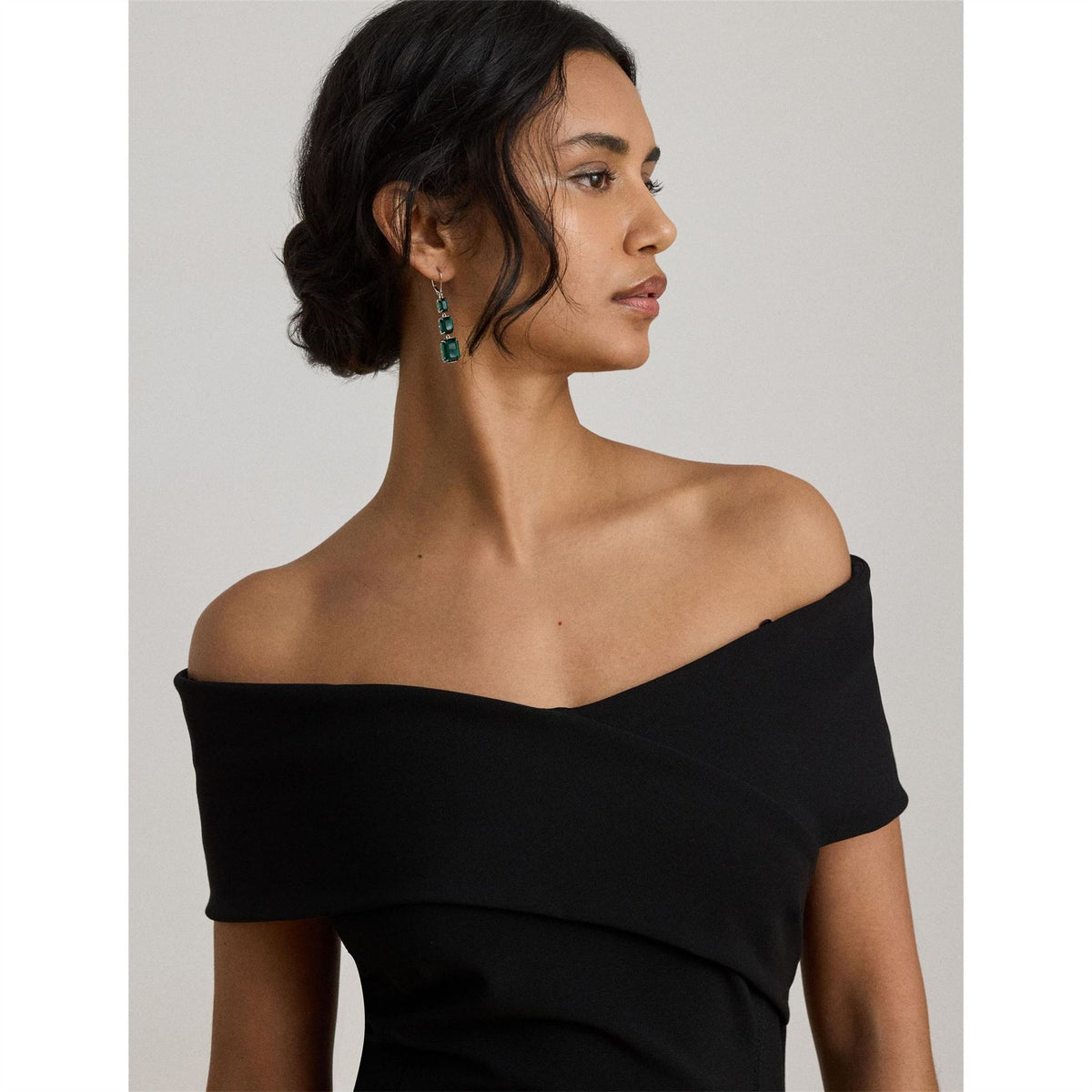 Lauren by Ralph Lauren Off-The-Shoulder Short Sleeve Maxi Gown