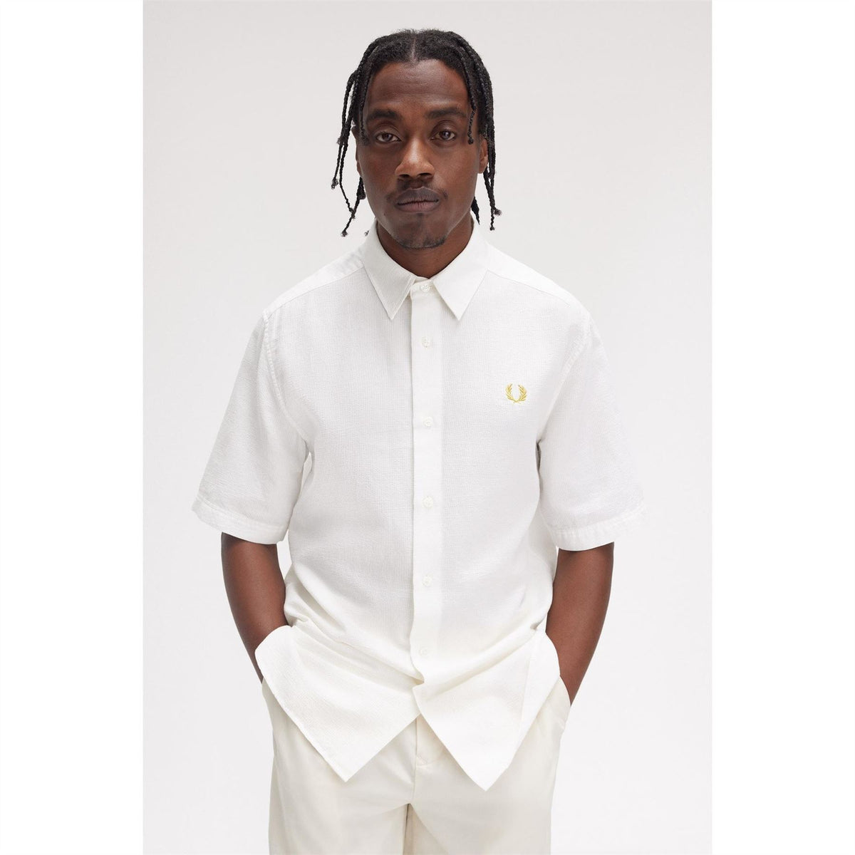 Fred Perry Seersucker Short Sleeve Patterned Shirt