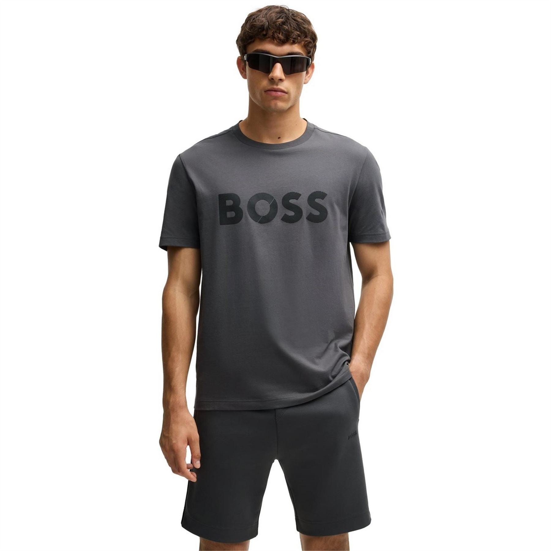 Boss Tape Logo Print Crew Neck Regular Fit T-Shirt