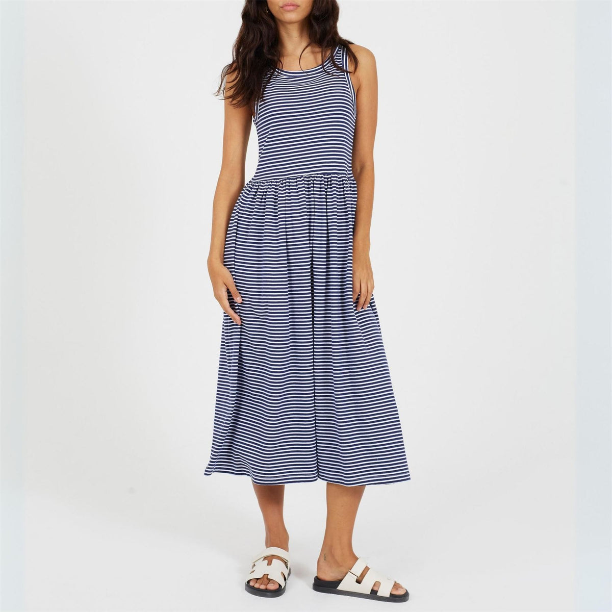 Brave Soul Scoop Neck Sleeveless Midi A-Line Dress