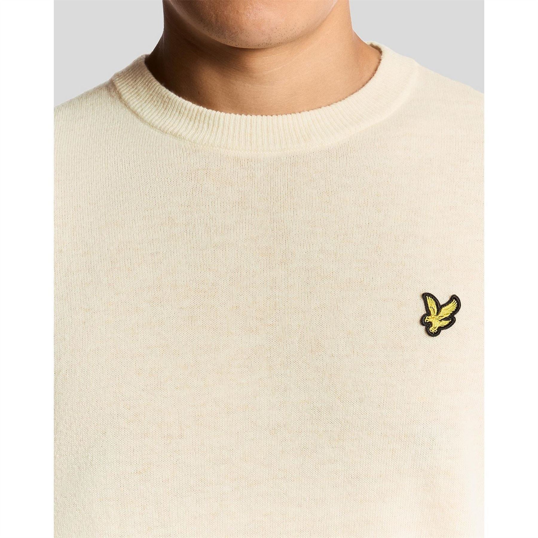 Lyle and Scott Embroidered Crew Neck Ribbed Collar Long Sleeve Sweater