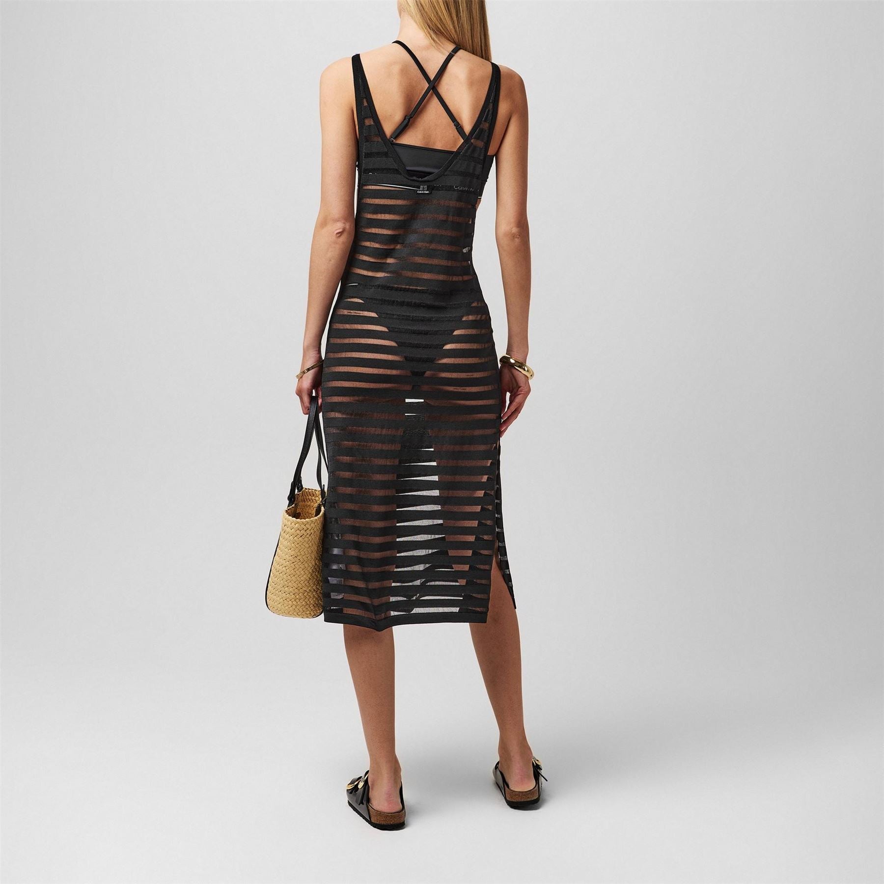 Calvin Klein Sheer Stripe Swimming Dress
