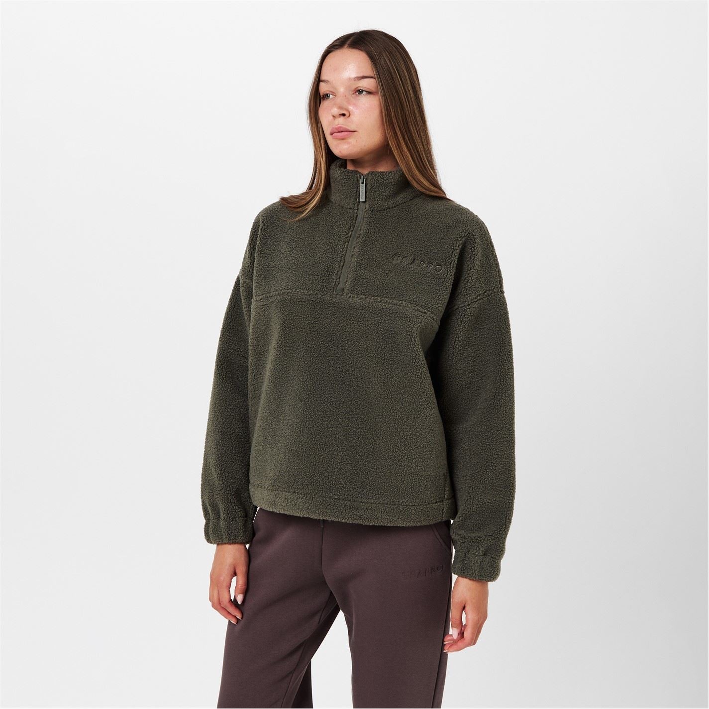 USA Pro Womens Borg Quarter Zip Fleece