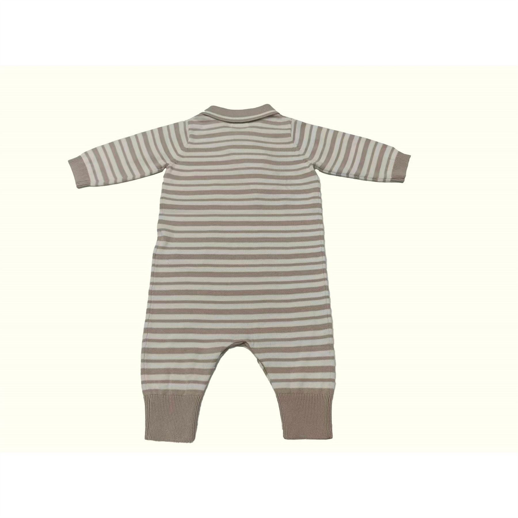 Pretty Green Striped Cotton Long Sleeve Romper