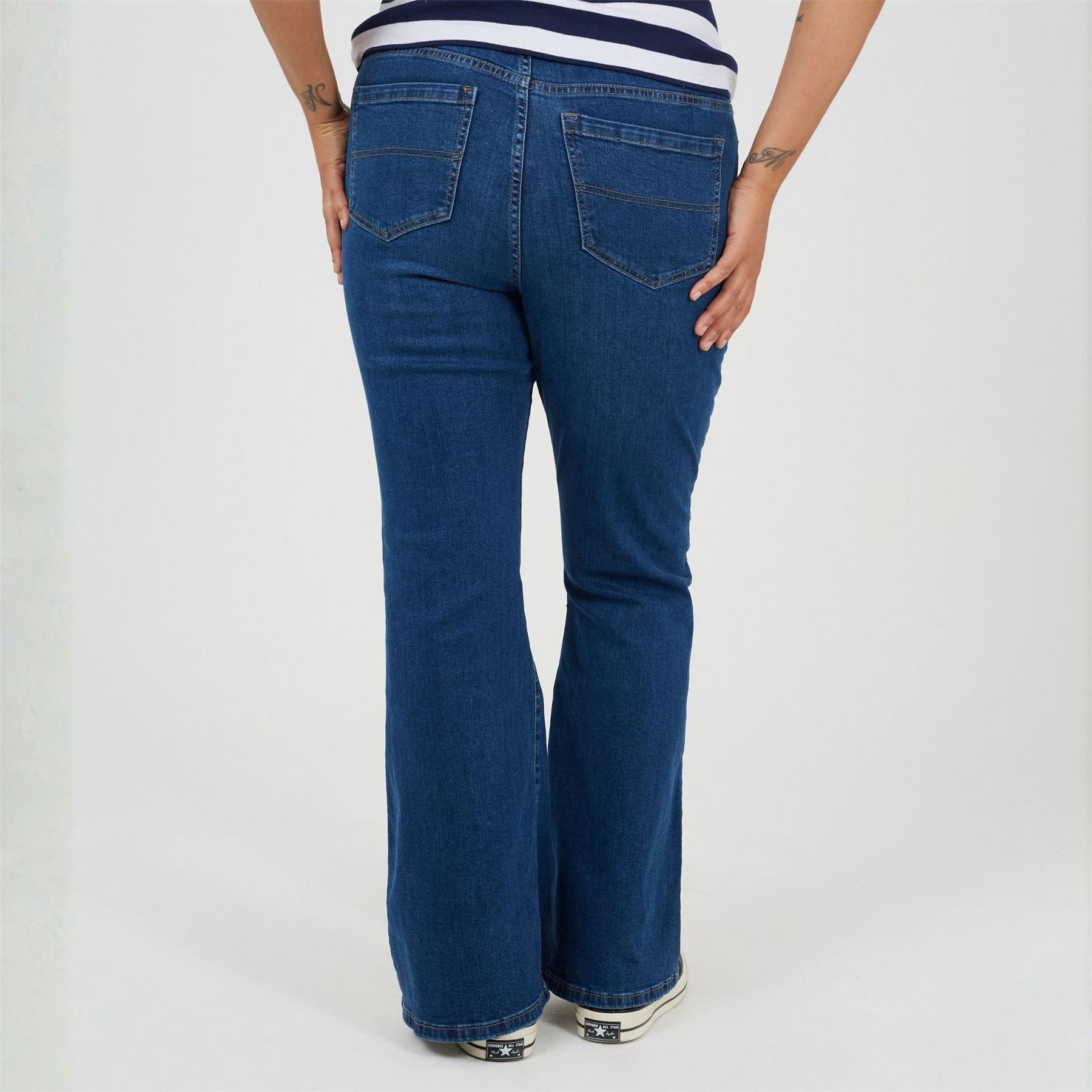 Brave Soul Womens Plus Size High Waisted Flared Jeans