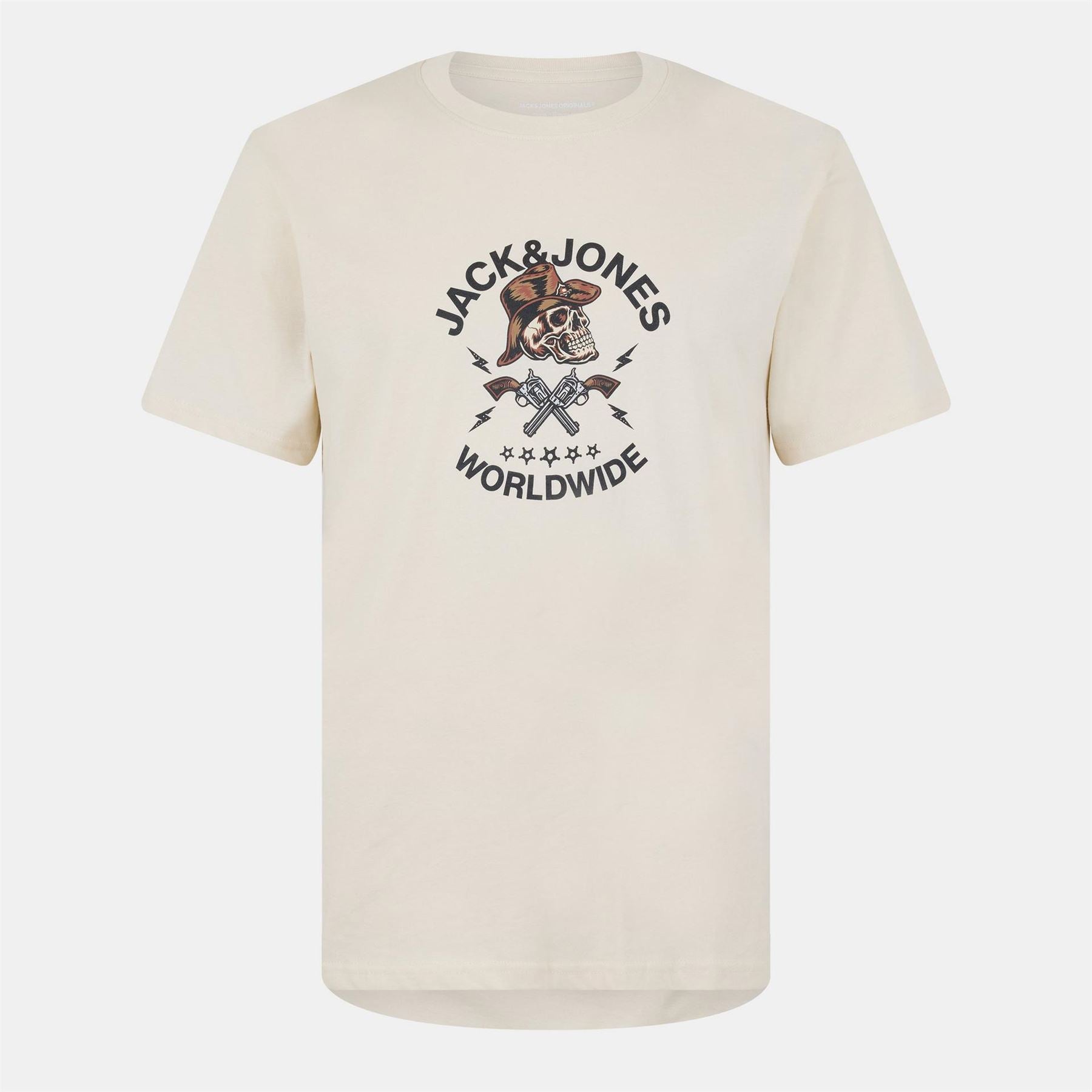 Jack and Jones Skull Regular Fit Crew Neck T-Shirt