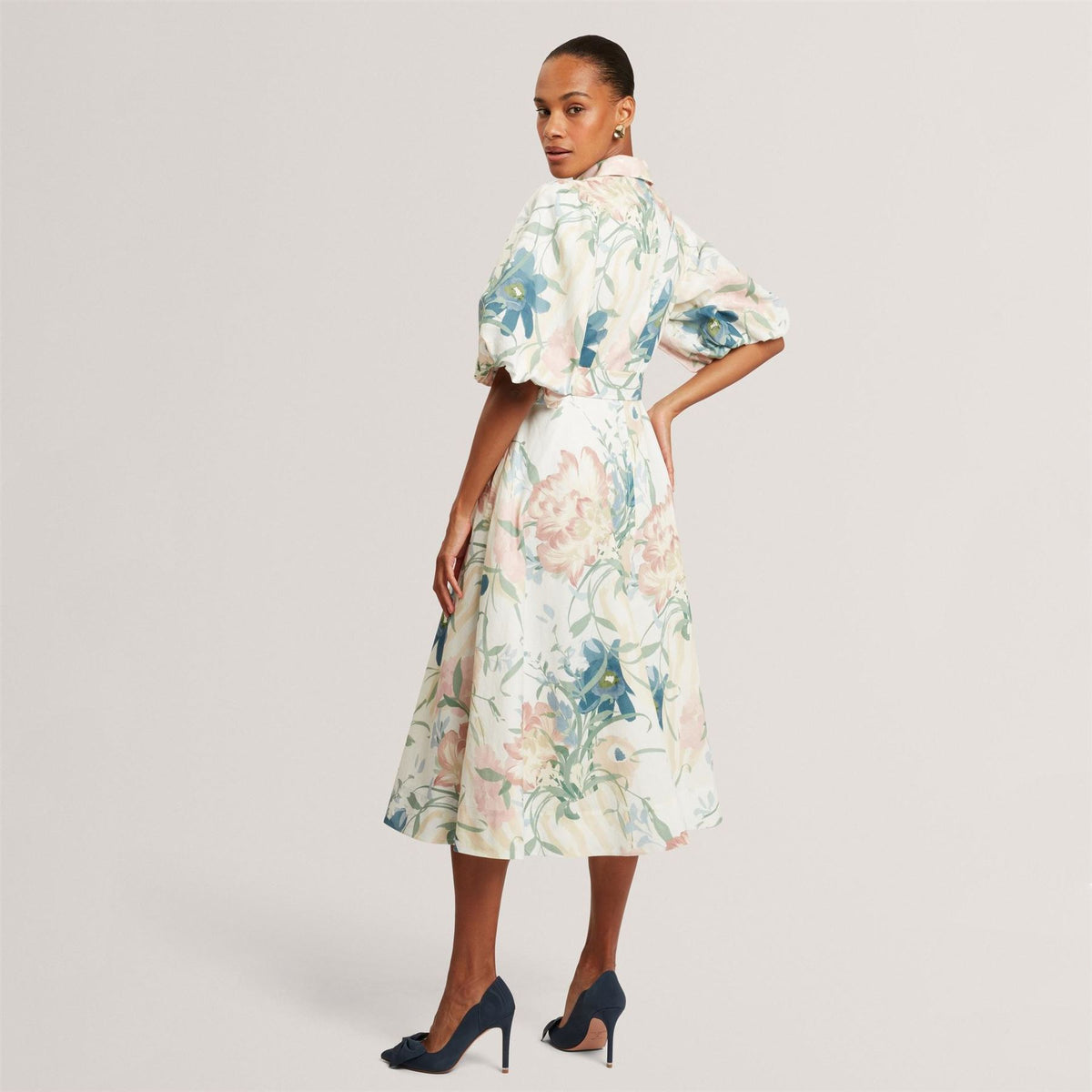 Ted Baker Puff Sleeved Midi Dress