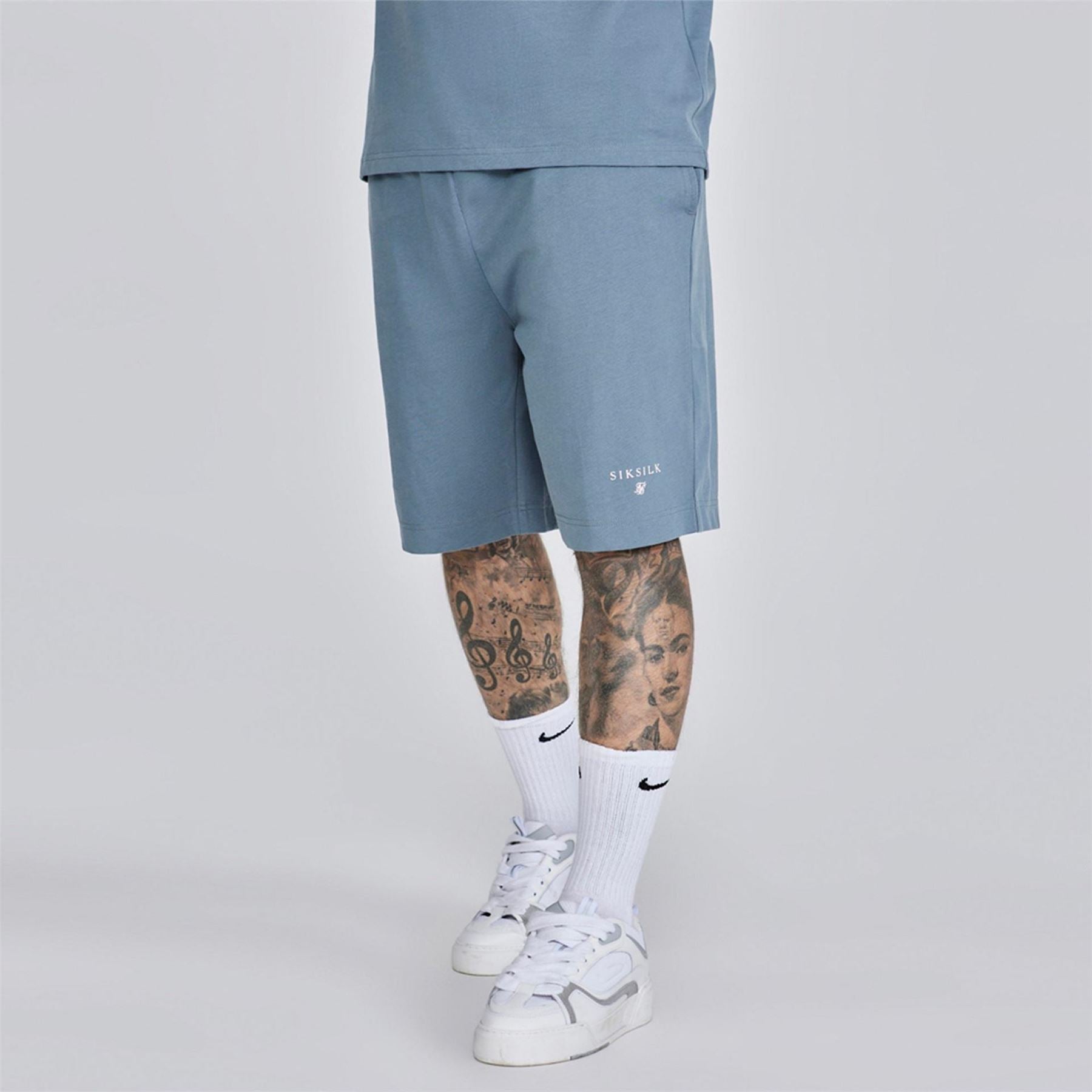 SikSilk Lettering Crew Neck Short Sleeve T-Shirt and Short Set