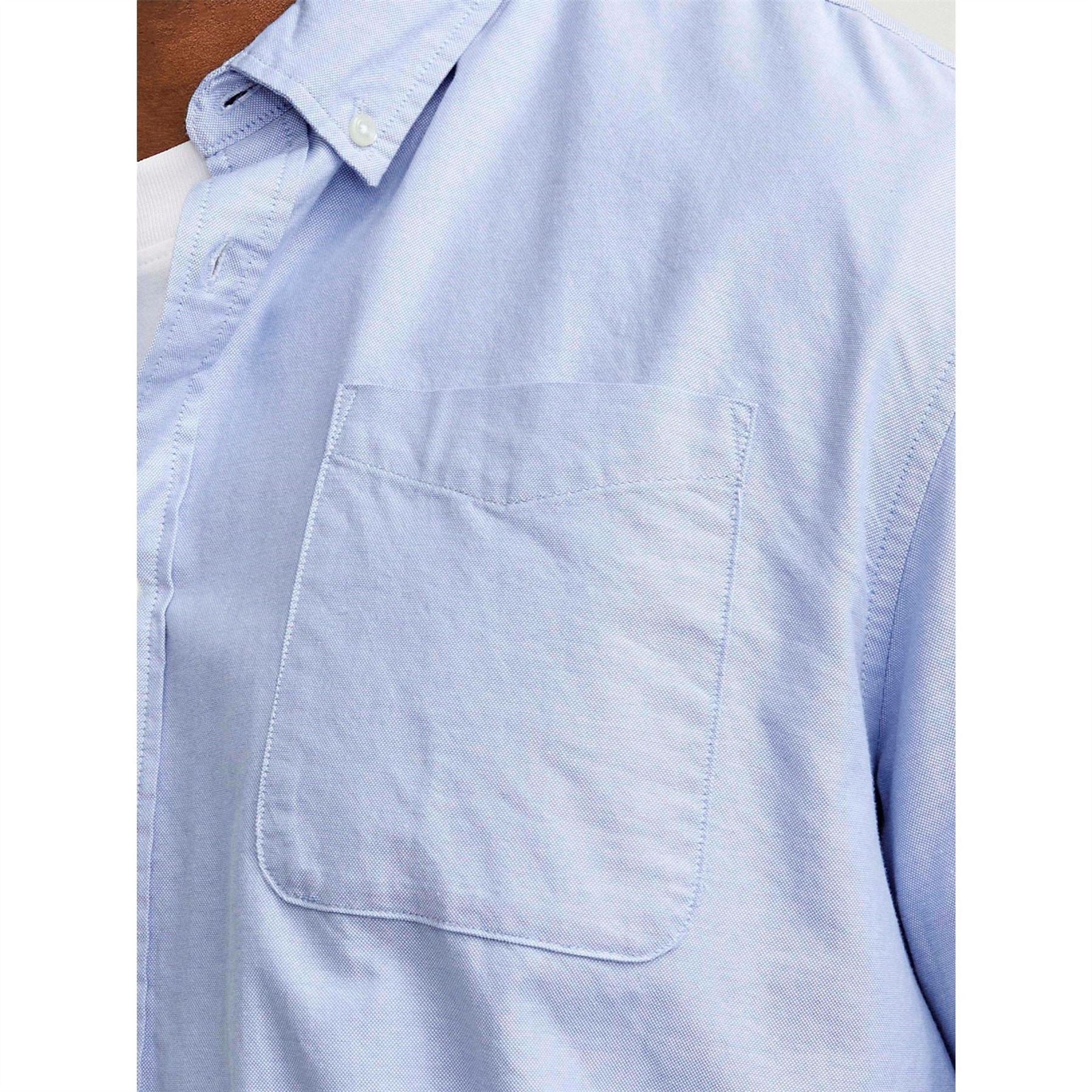 Jack and Jones Oxford Chest Pocket Collared Long Sleeve Cuban Shirt