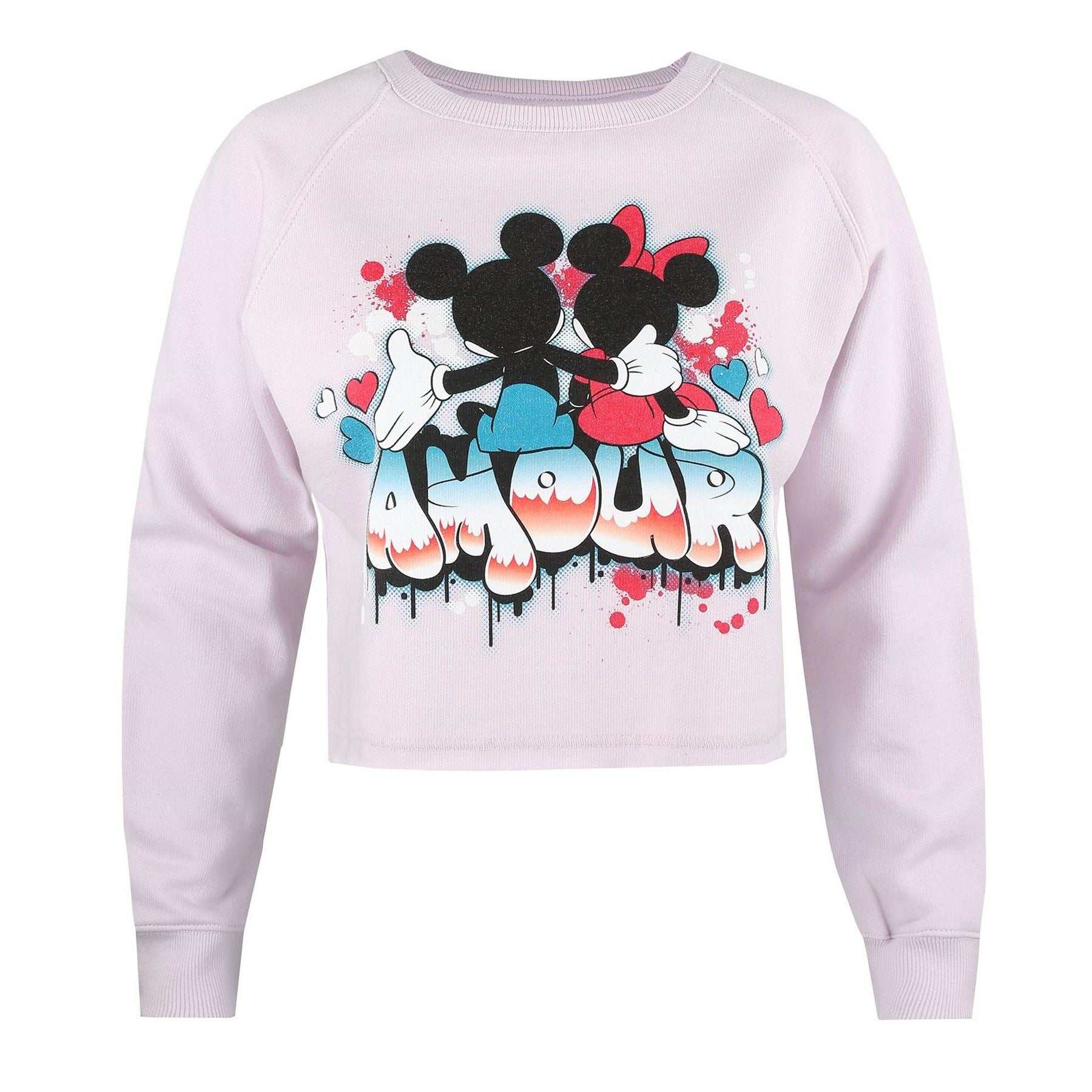 Disney Mickey Mouse Graphic Cropped Raglan Sleeve Sweater