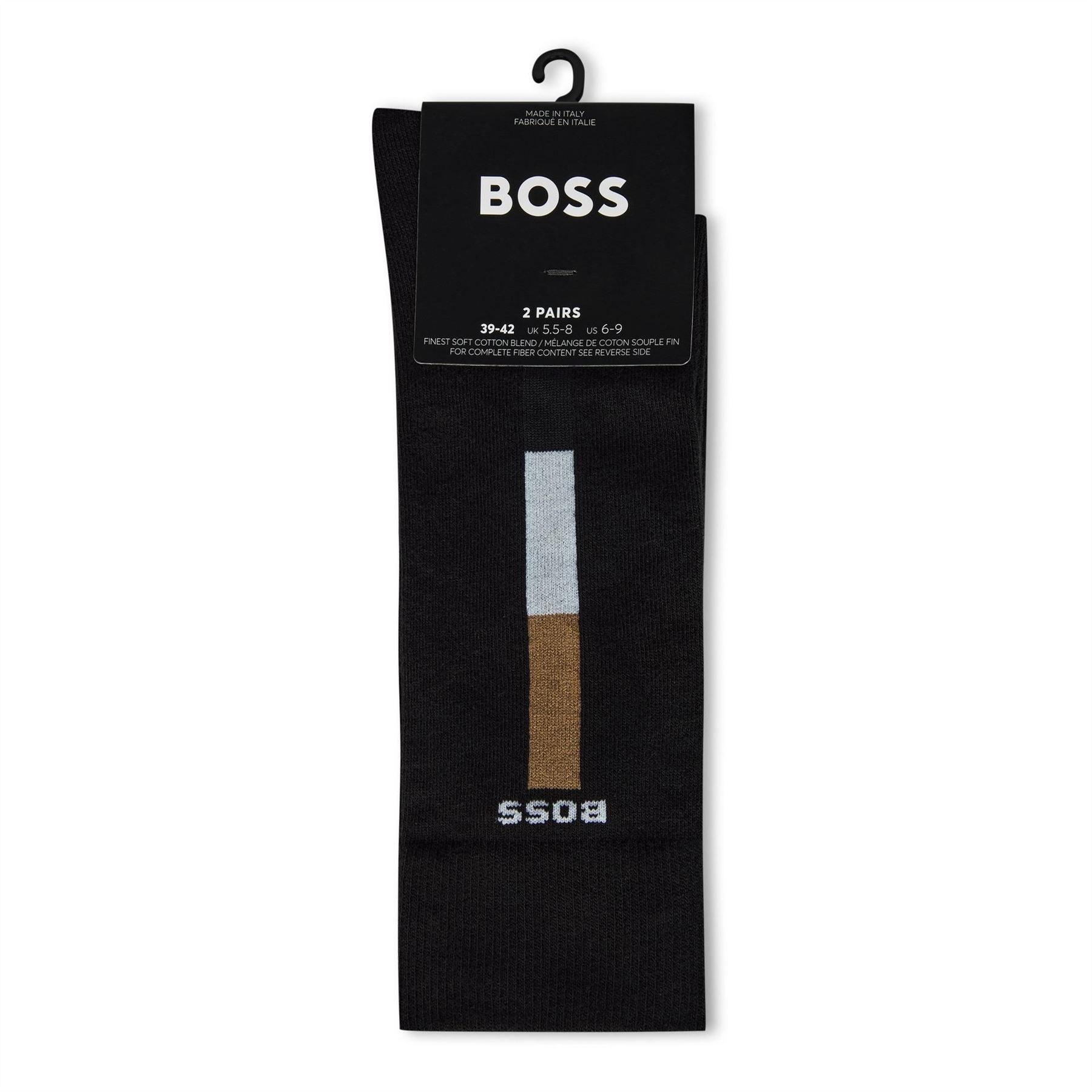 Boss 2 Pack Iconic Stripe Lettering Crew Socks