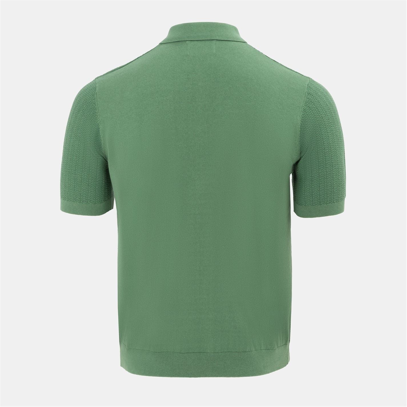 Firetrap Quarter Zip Short Sleeve Ribbed Knit Polo