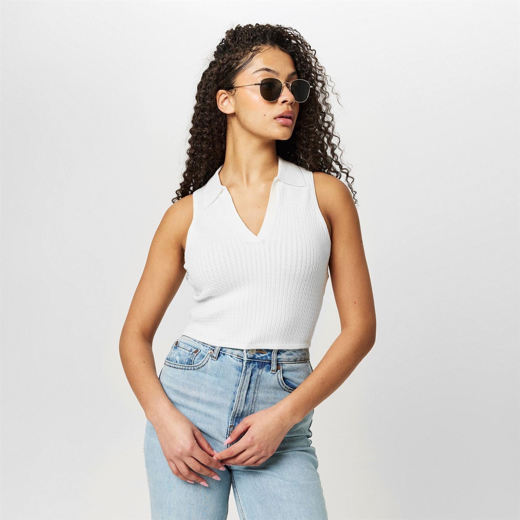 Jack Wills Cable Stitch Polo Sweater Vest