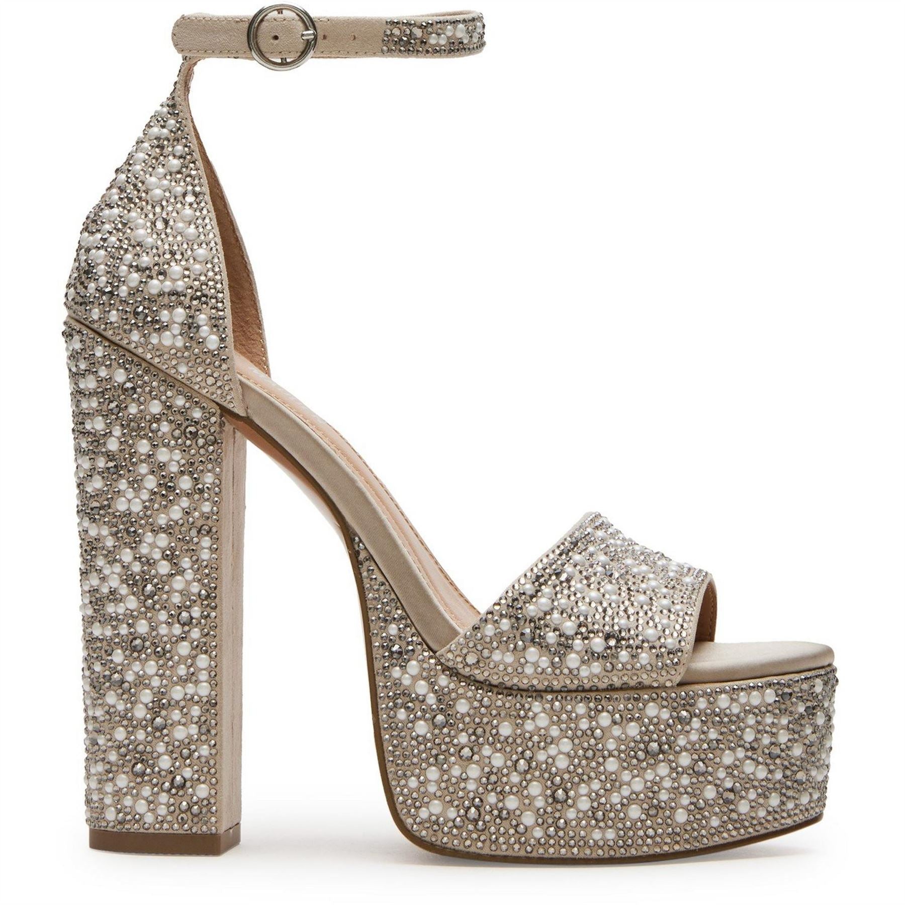 Steve Madden Glam High Heel Open Toe Textured Sandals