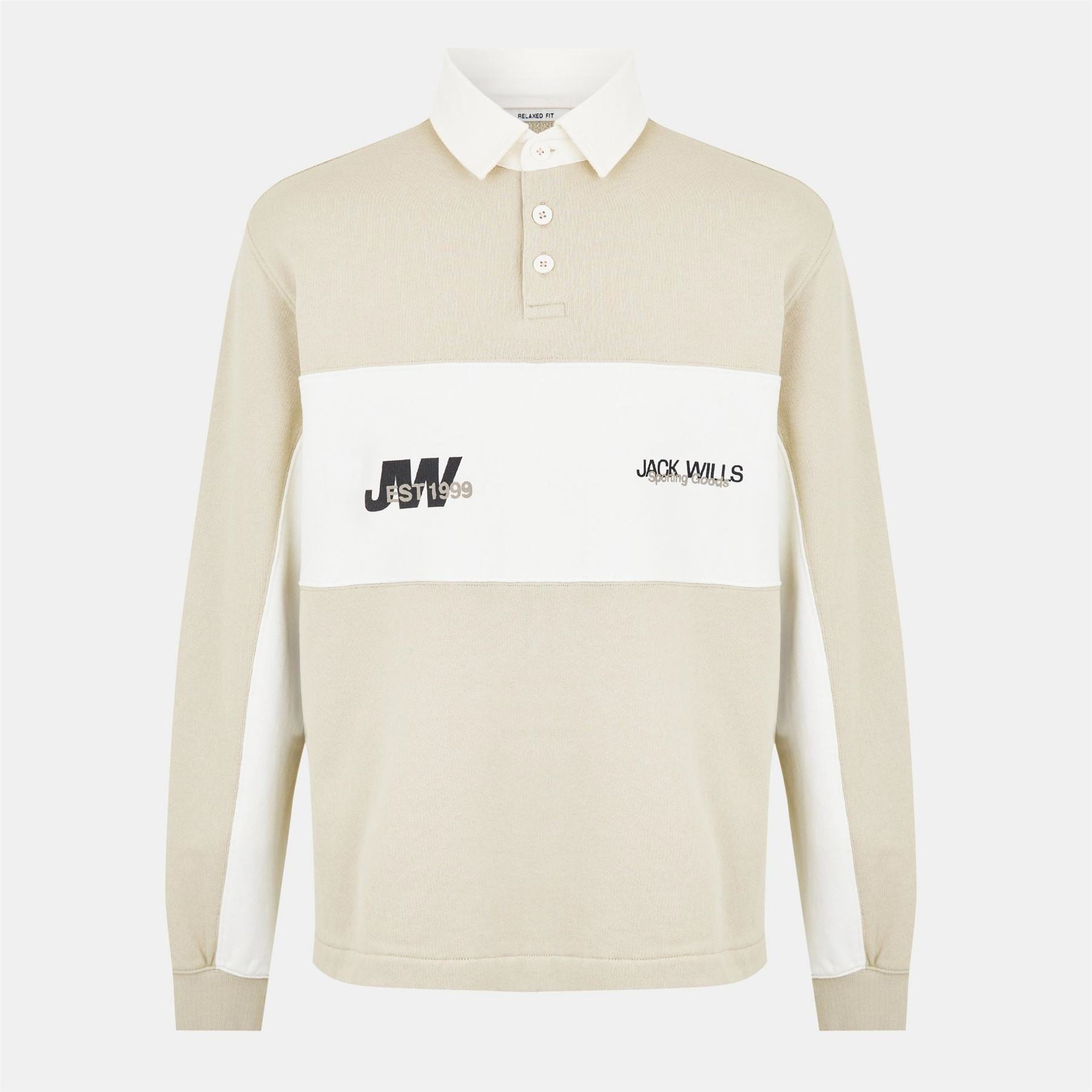 Jack Wills Logo Print Relaxed Fit Rugby Shirt