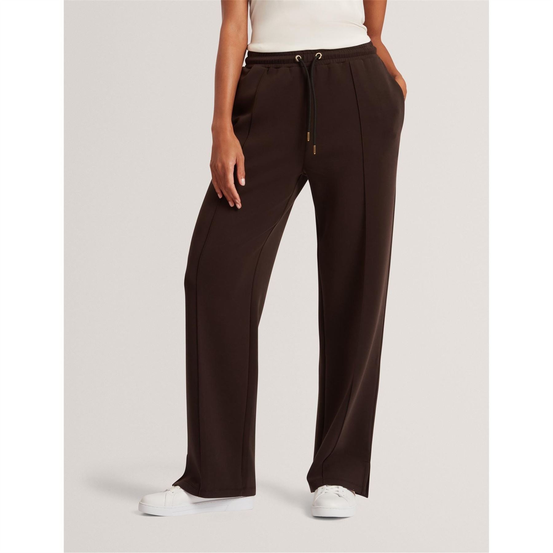Ted Baker Solid Patterned Open Hem Straight Joggers