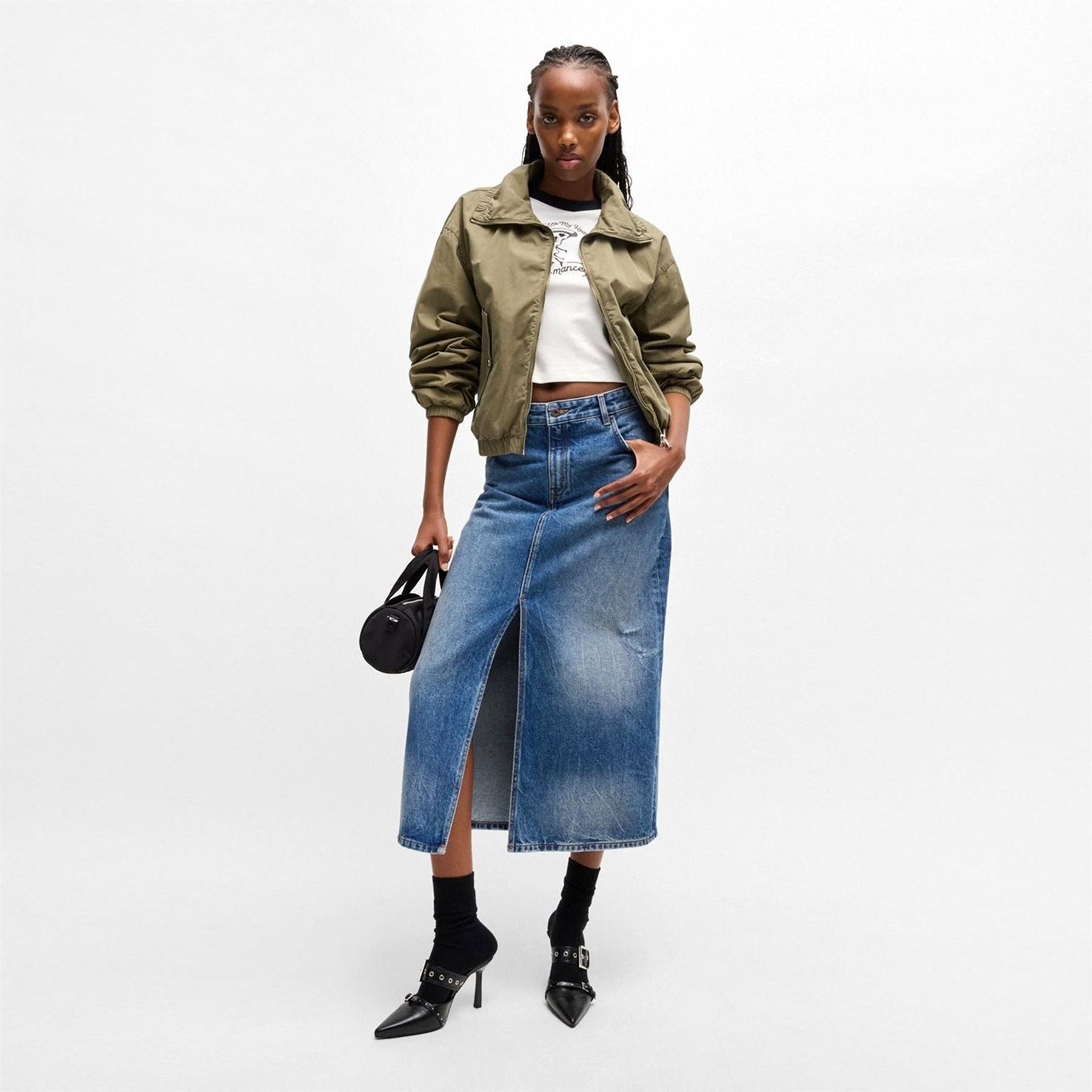 Hugo Cropped Crew Neck Relaxed Fit T-Shirt