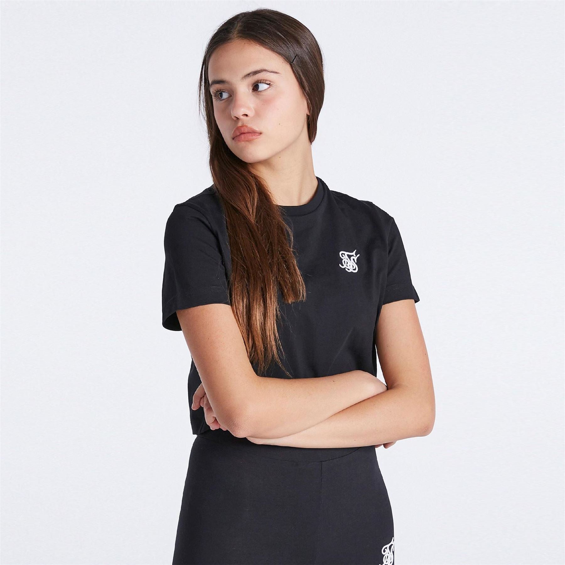 SikSilk Cropped Crew Neck Regular Fit T-Shirt