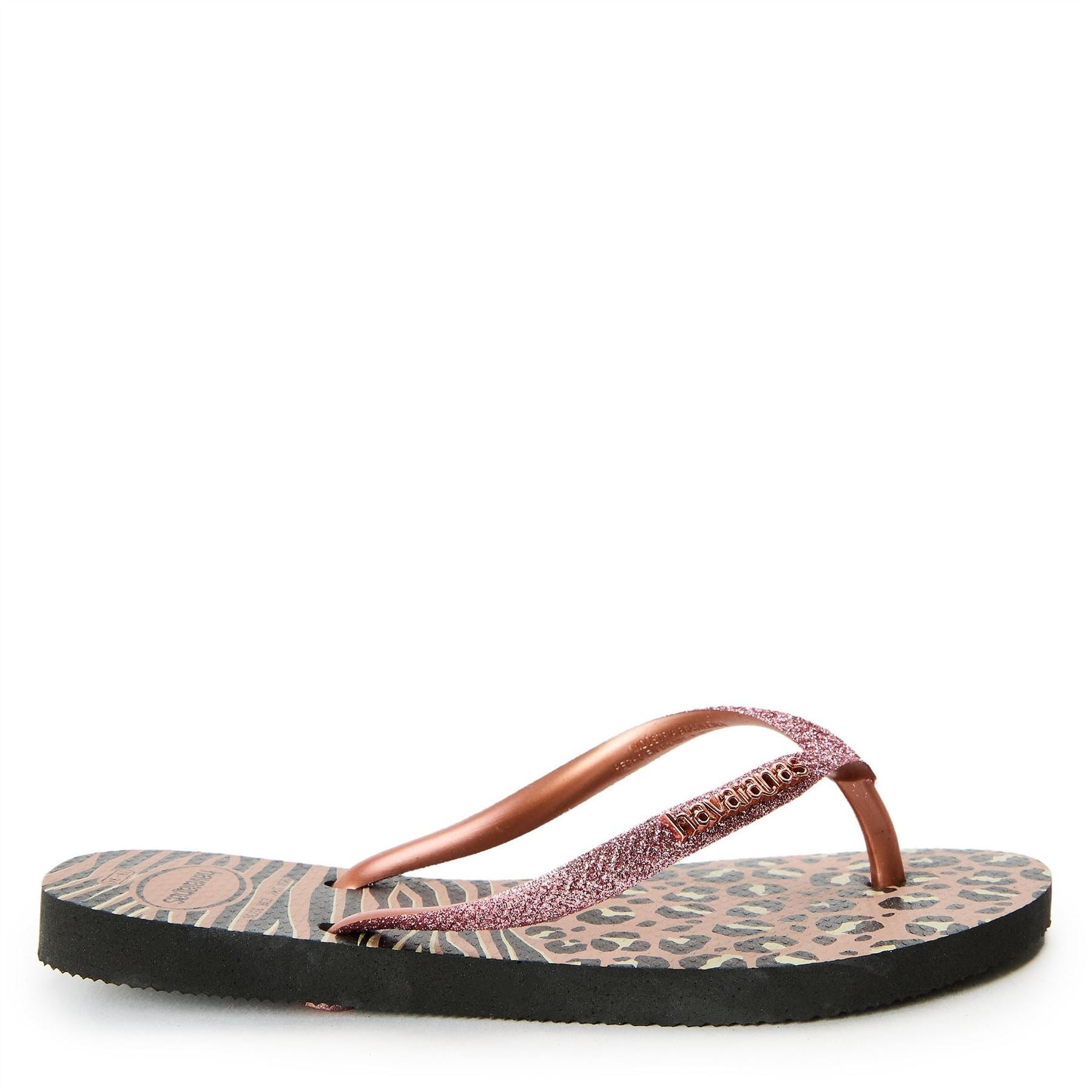 Havaianas Hav. Slim Animals Mix Black Gold 33 Flip Flops Womens