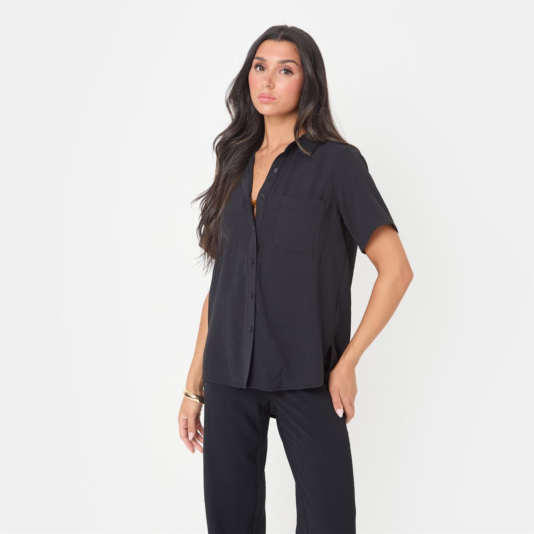 I Saw It First Crepe Short Sleeve Shirt