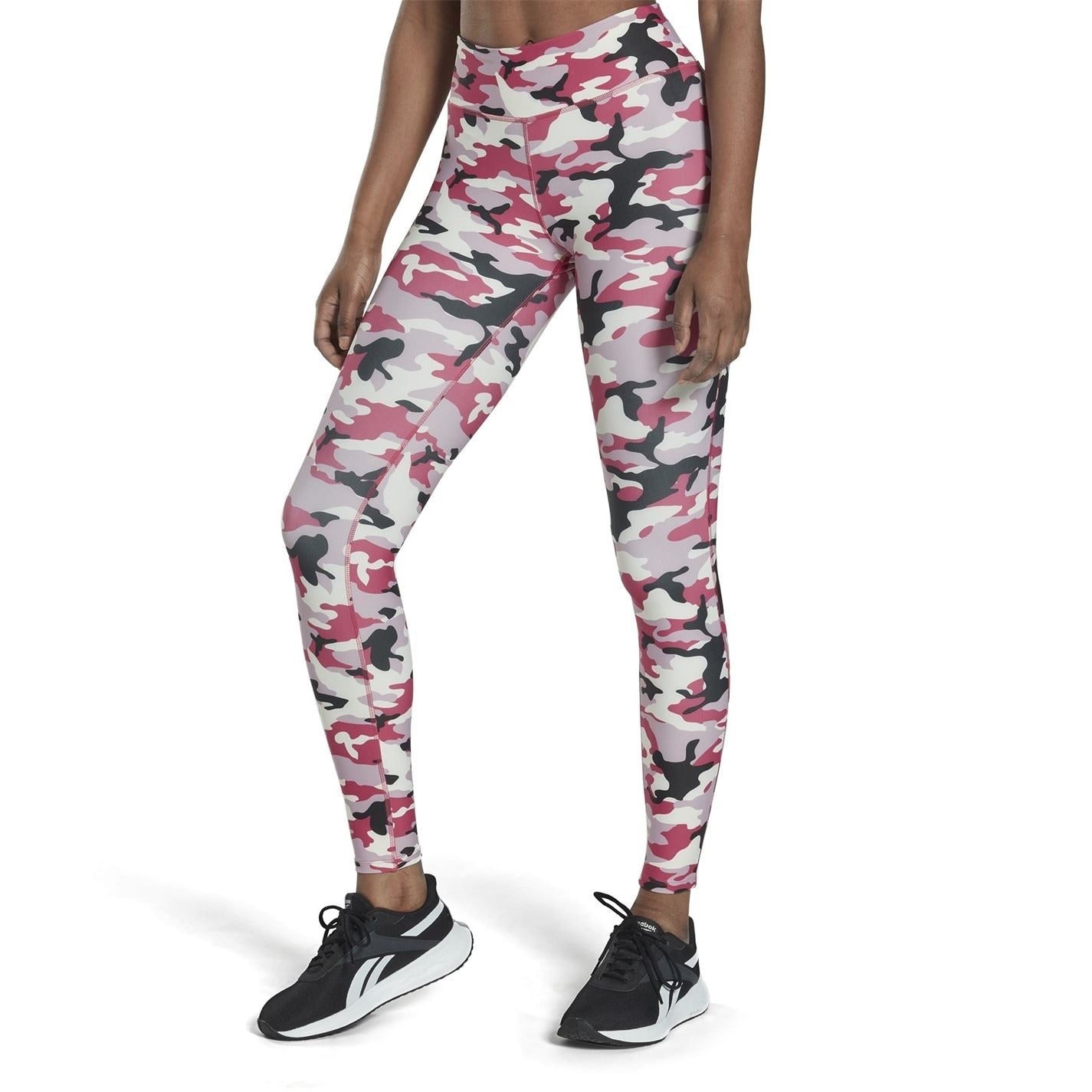 Reebok Womens Lux Bold Camo Print Leggings Gym Legging