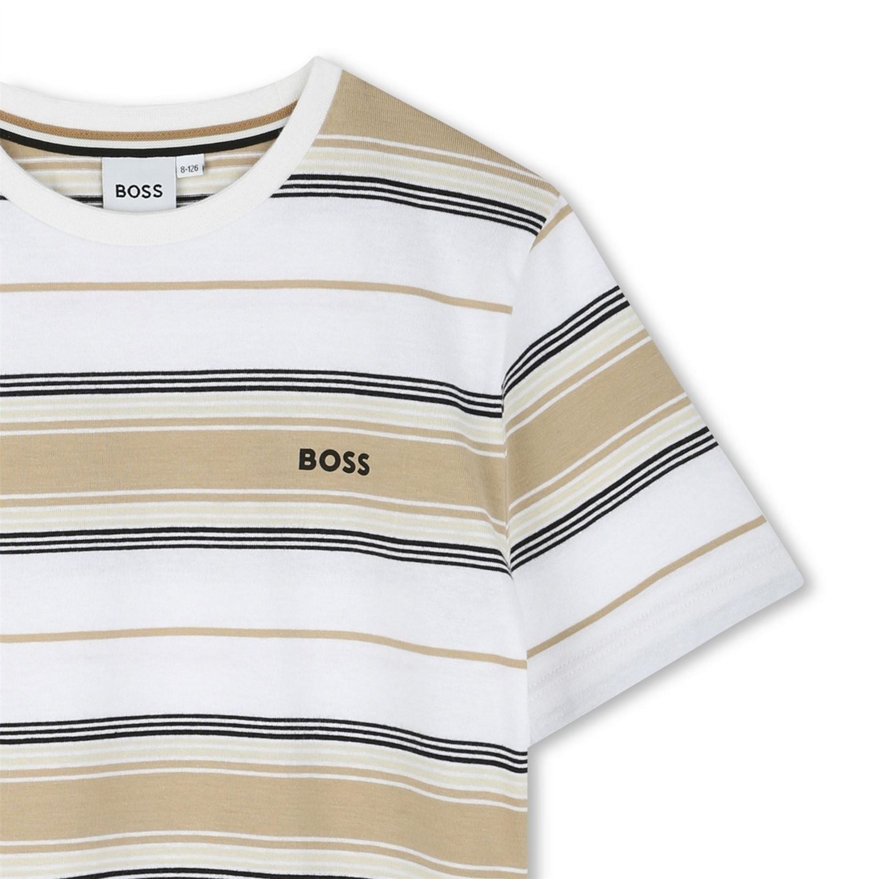 Boss Logo Print Crew Neck Stripe T-shirt