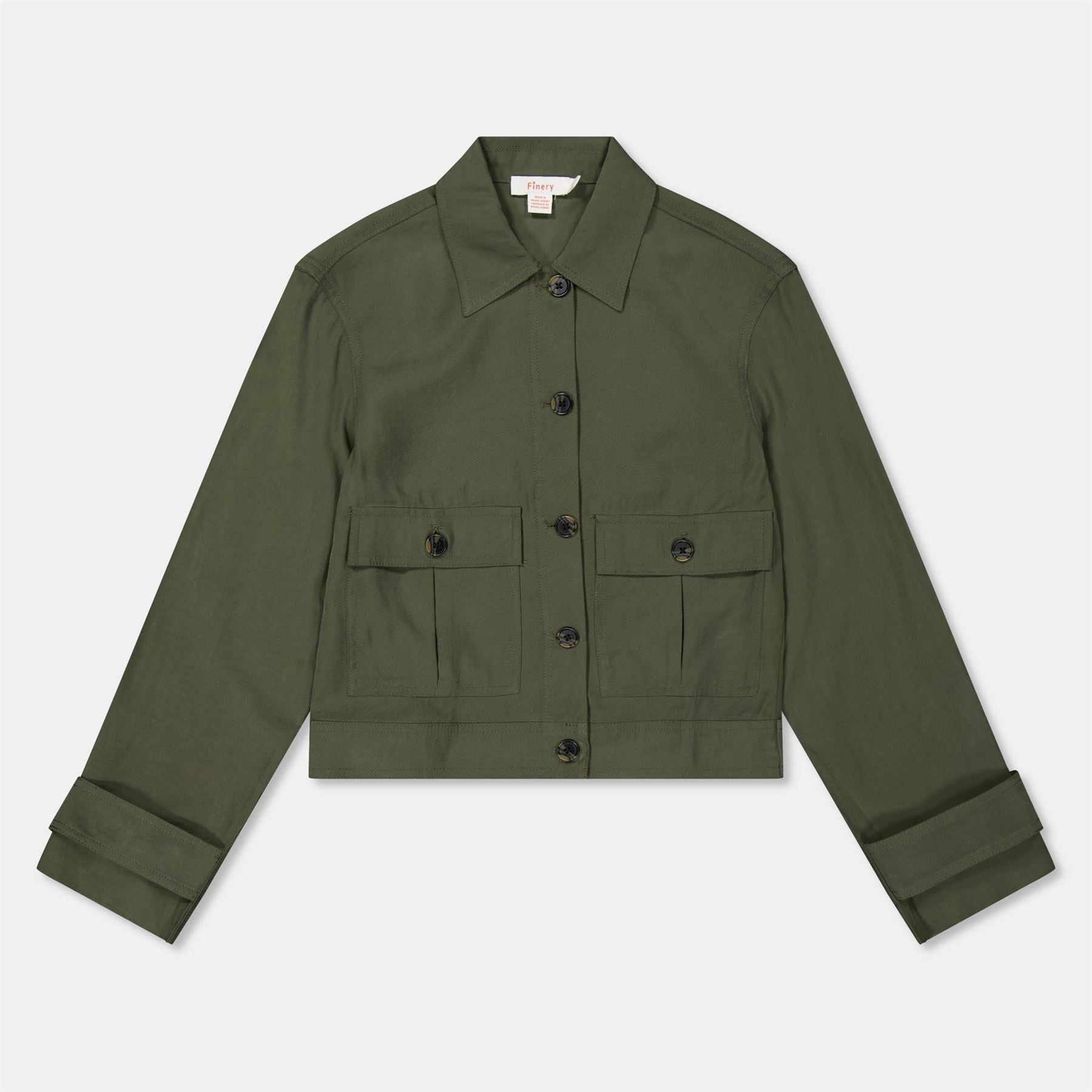 Finery Solid Patterned Roll Up Cuff Overshirt