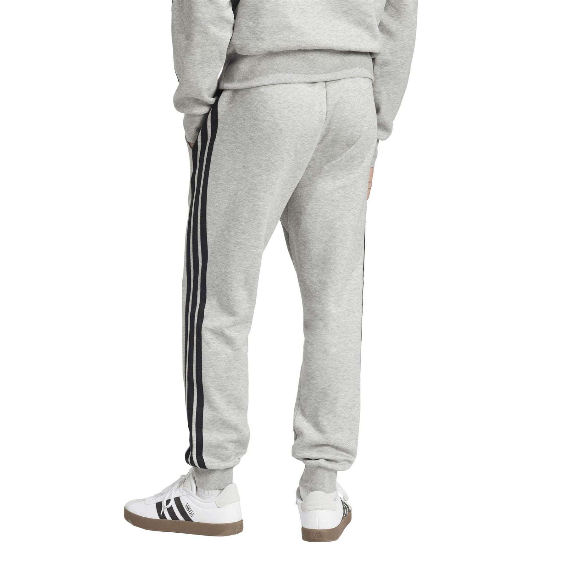 adidas Fleece Tapered Cuff 3 Stripes Joggers M