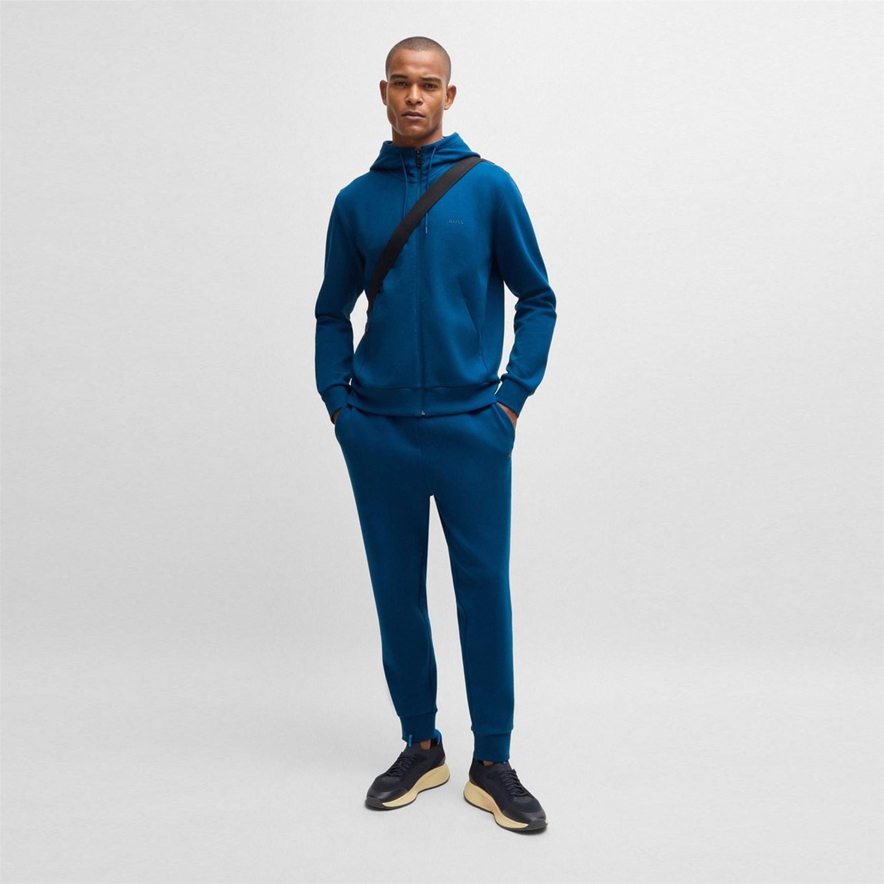 Boss BOSS GREEN Full Zip Hoodie with Adjustable Drawstring Hood   Streamlined Design
