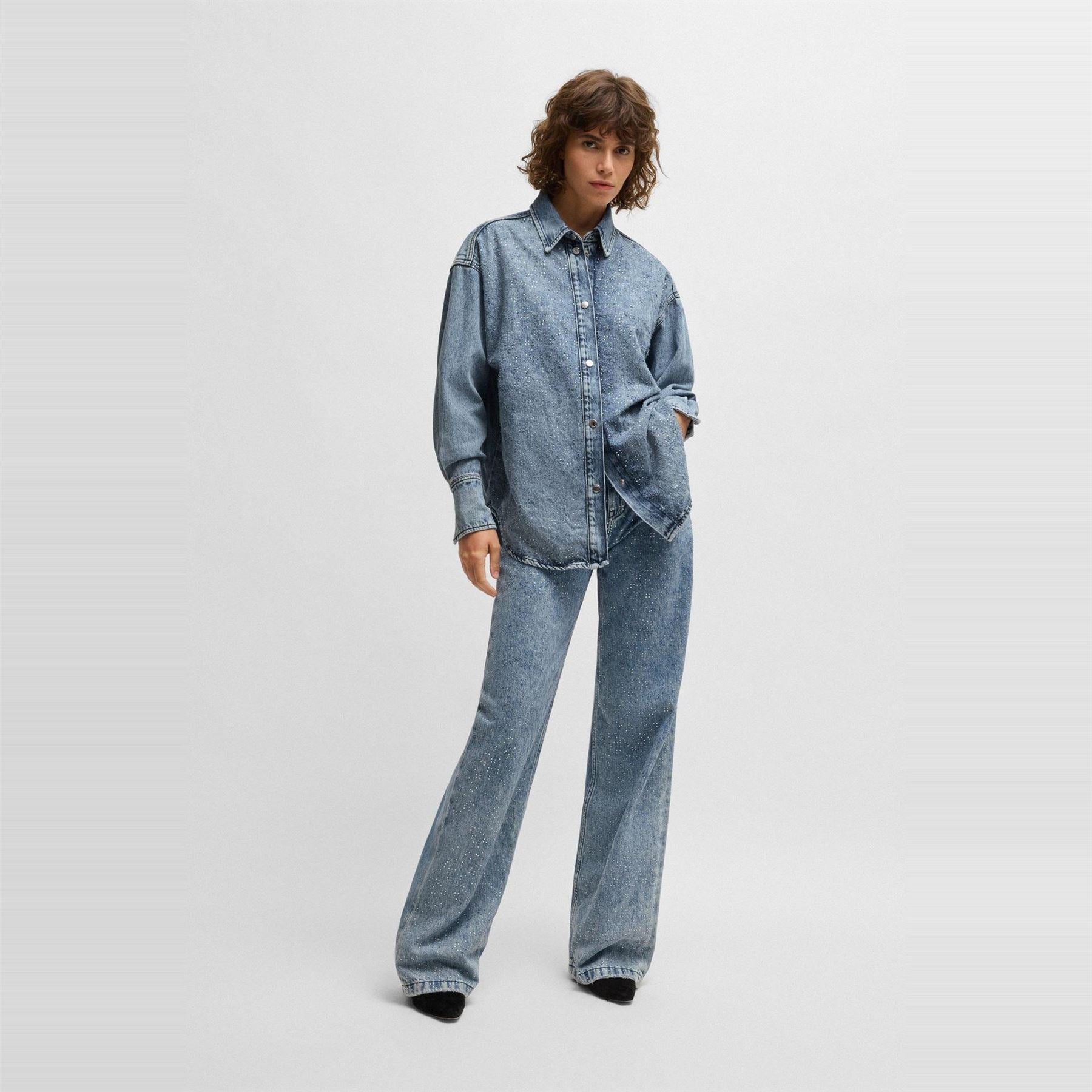 Boss Collared Neck Long Sleeve Relaxed Fit Denim Shirt