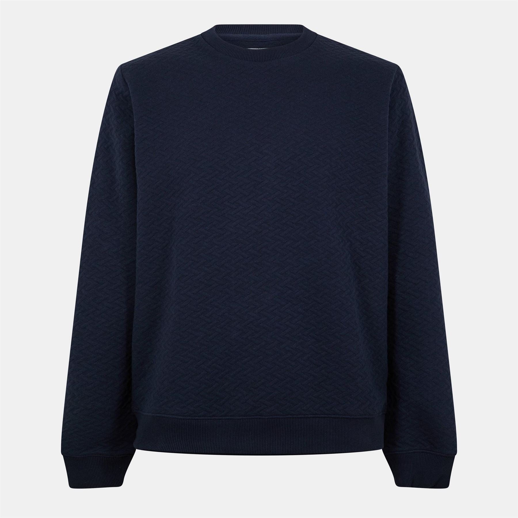 Peter Werth Crew Neck Ribbed Collar Long Sleeve Sweatshirt