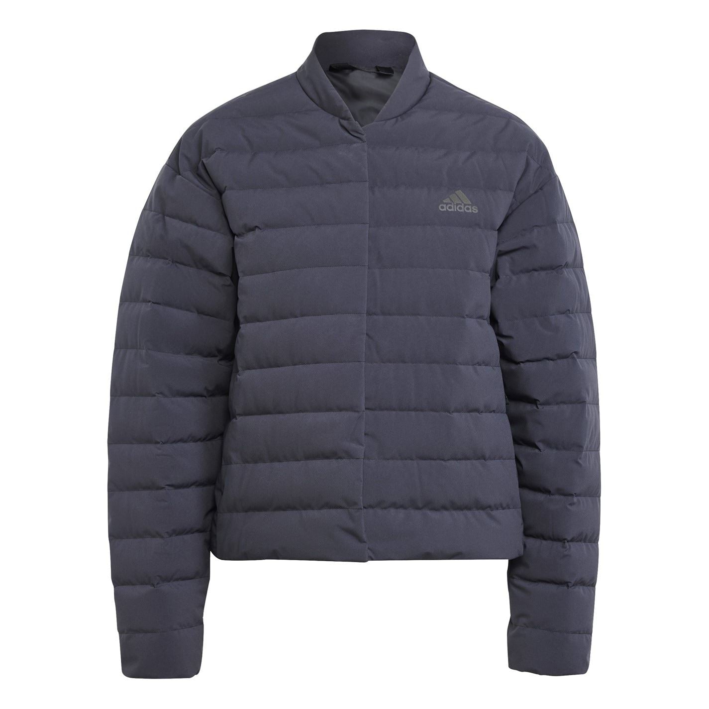 adidas Solid Patterned Mock Neck Band Collared Horizontal Pocket Down Jacket