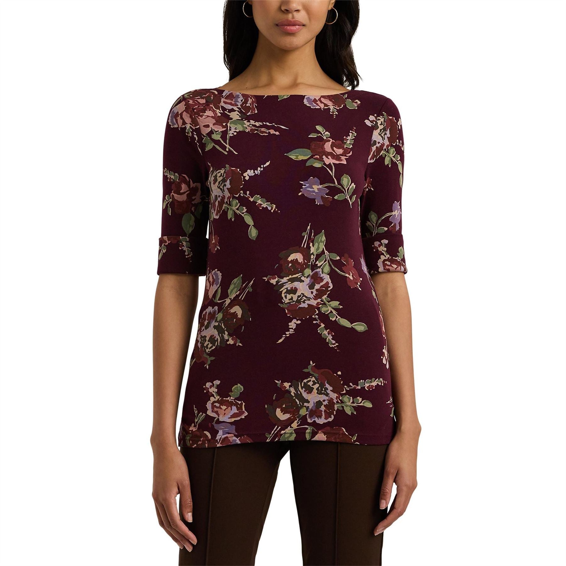 Lauren by Ralph Lauren Judy Boat Neck Regular Fit T-Shirt