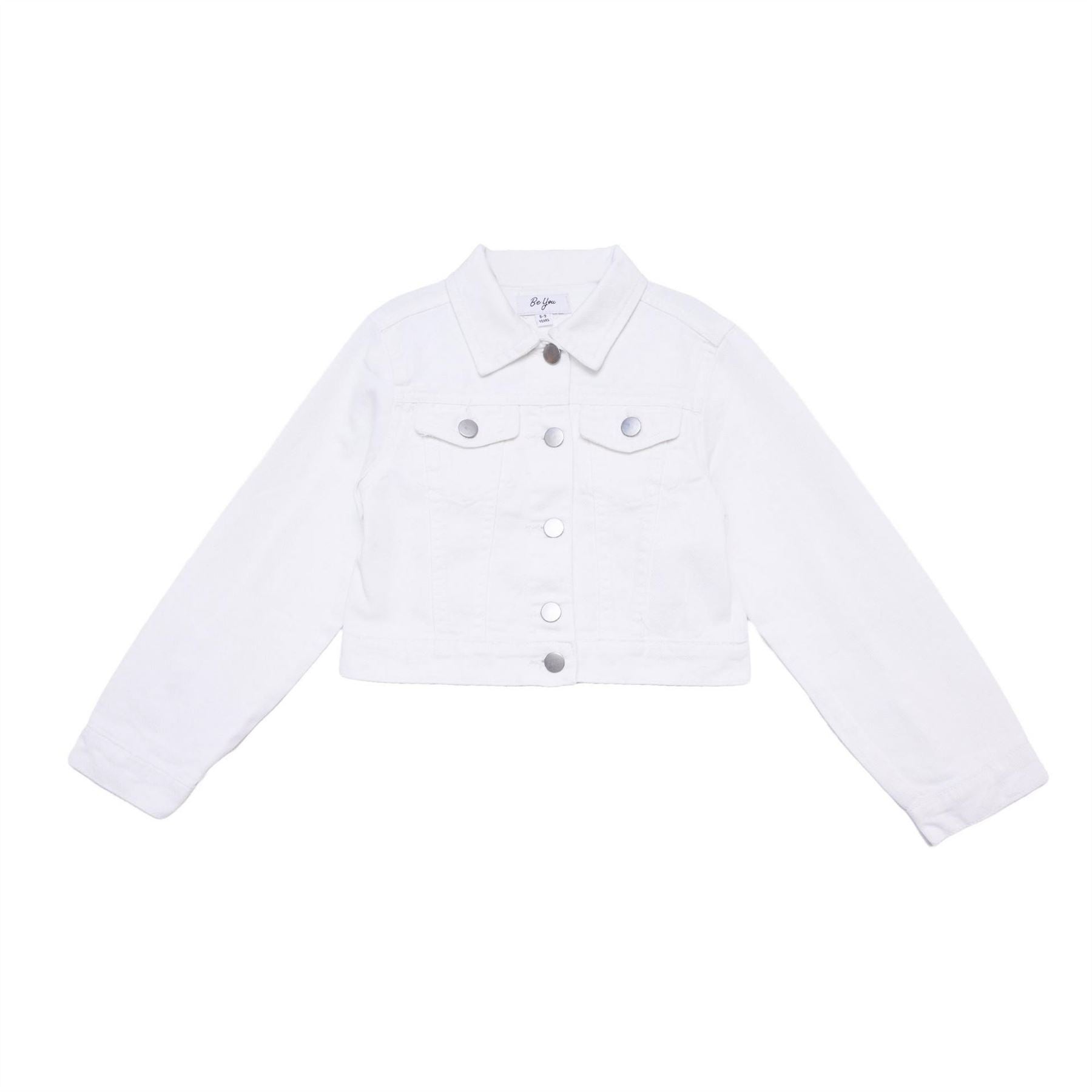 Be You Studio Cropped White Denim Jacket