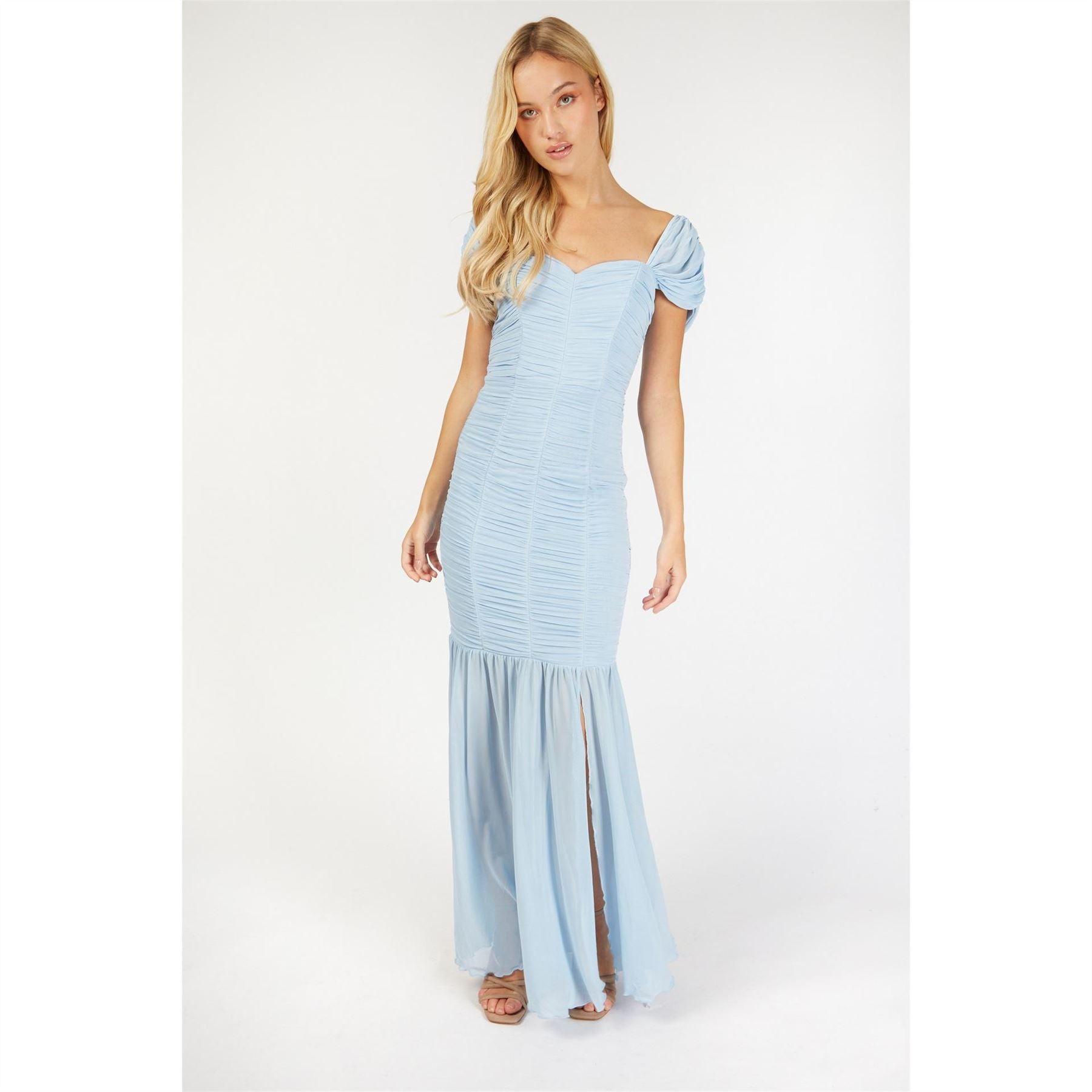 Little Mistress Sweetheart Neck Short Sleeve Maxi Dress