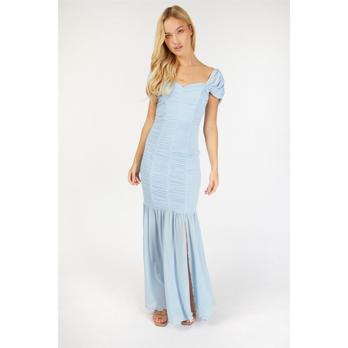 Little Mistress Sweetheart Neck Short Sleeve Maxi Dress