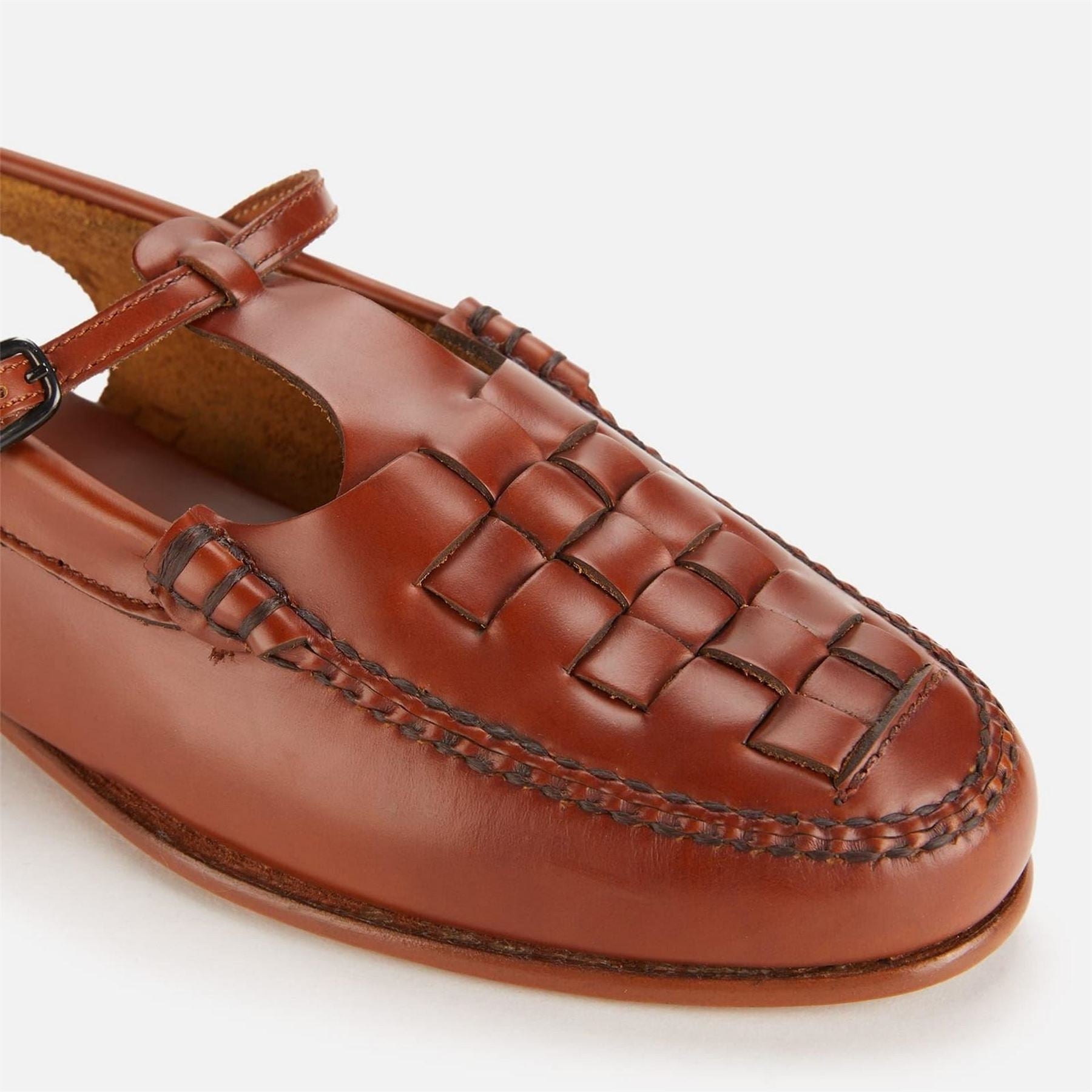Hereu Leather T Bar Sling Back Flats